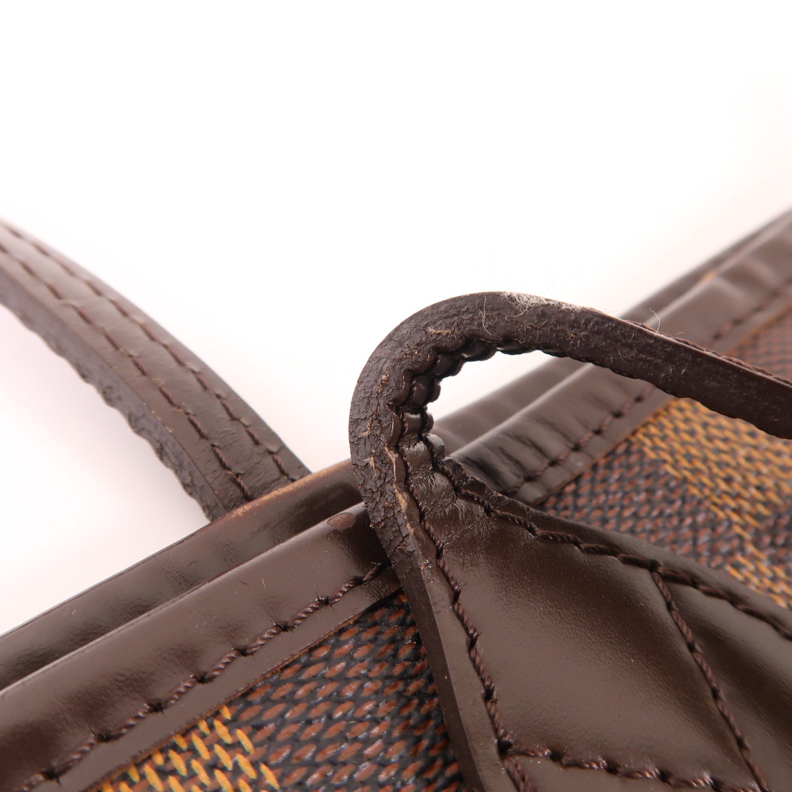 LOUIS VUITTON Damier Neverfull MM金扣手挽袋