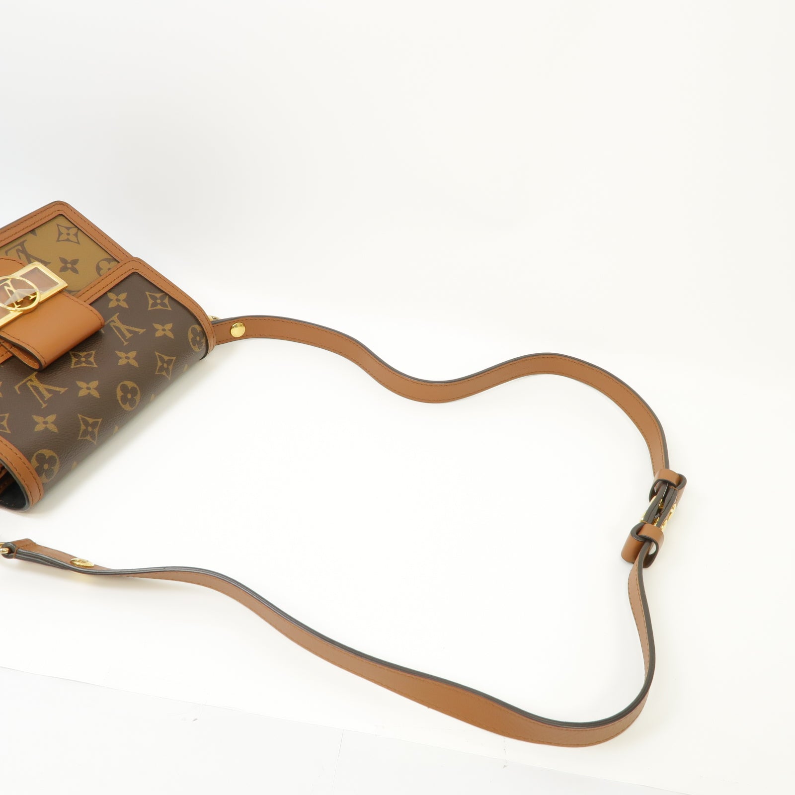 LOUIS VUITTON Monogram Mini Dauphine金扣肩背袋啡色