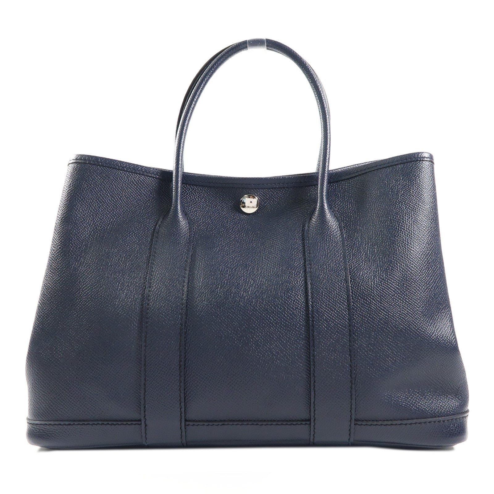 HERMES Epsom皮革Garden Party TPM銀扣手挽袋Bleu Nuit深藍色