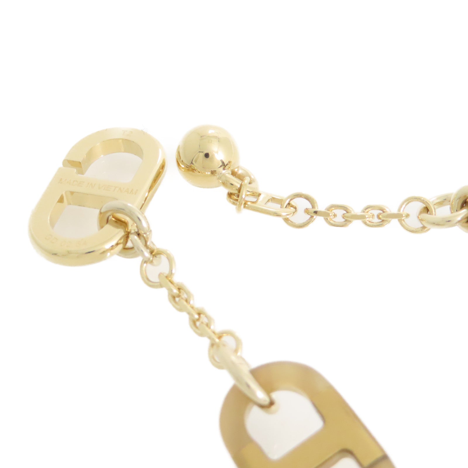 HERMES 水牛角/金屬Sur Mer Small Bracelet金扣手鏈啡色