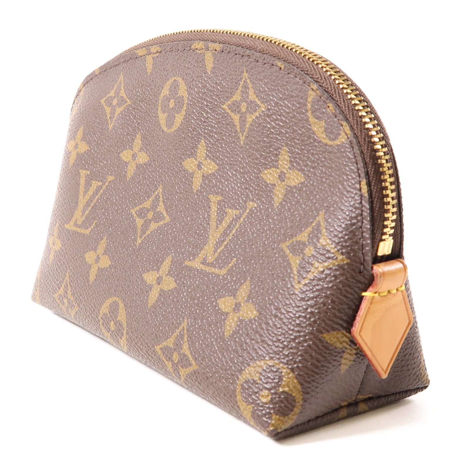 LOUIS VUITTON Monogram Cosmetic Pouch金扣手拿包棕色