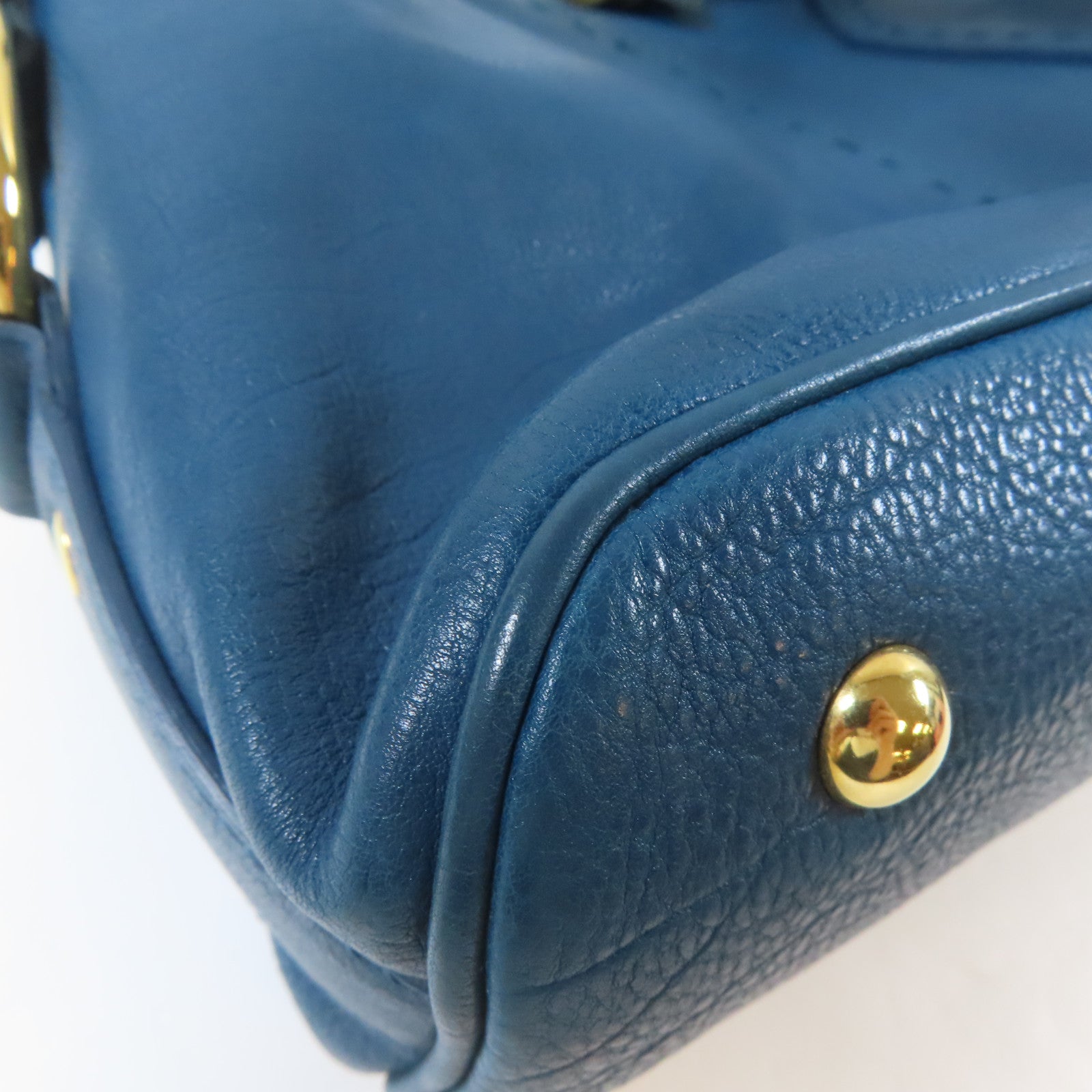 SAINT LAURENT 牛皮皮革Hand Bag金扣手挽袋藍色