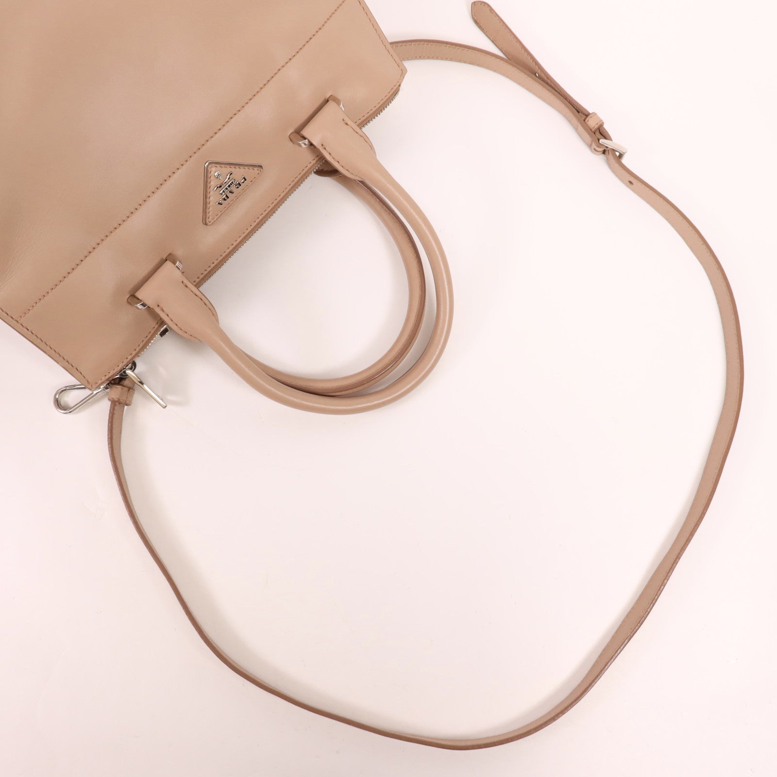 PRADA 牛皮皮革2 Way Shoulder銀扣手挽肩背兩用袋