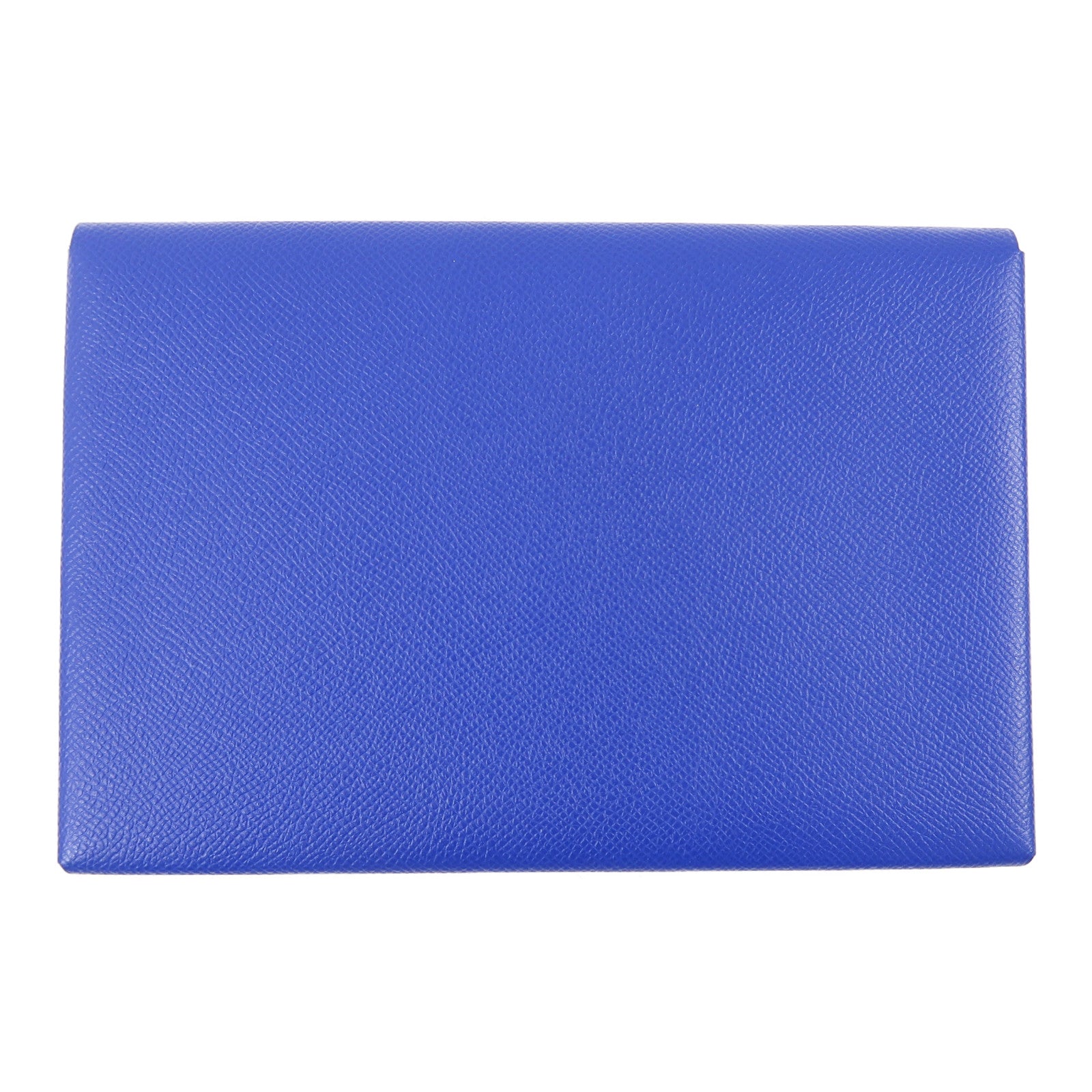 HERMES Epsom皮革Pochette Calvi MM銀扣手拿包藍色