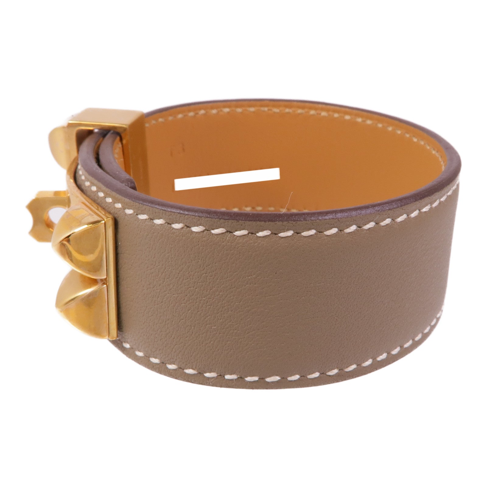 HERMES Swift皮革Collier De Chien 24 Bracelet金扣手帶Etoupe