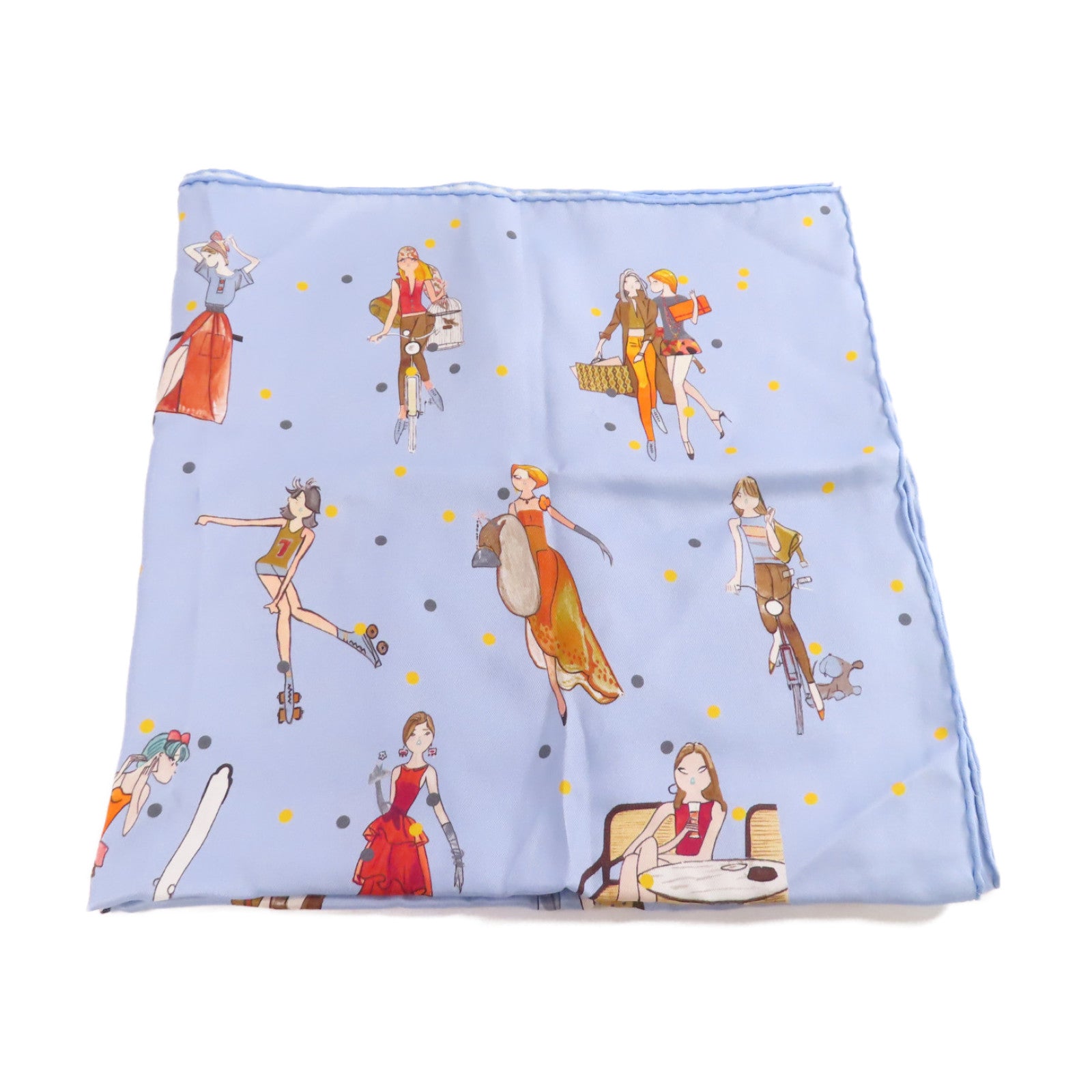 HERMES 【激減優惠】絲質65x65 Scarf絲巾藍色/彩色