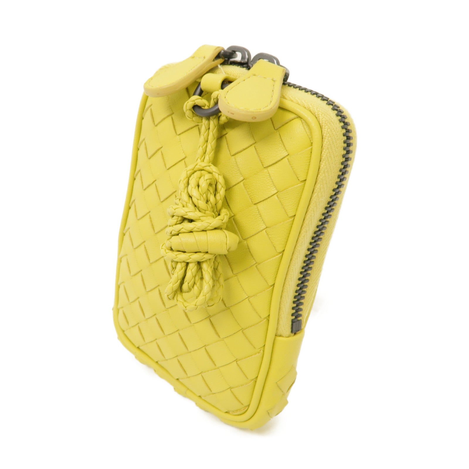BOTTEGA VENETA 【激減優惠】織紋皮革Coin Case零錢包黃色