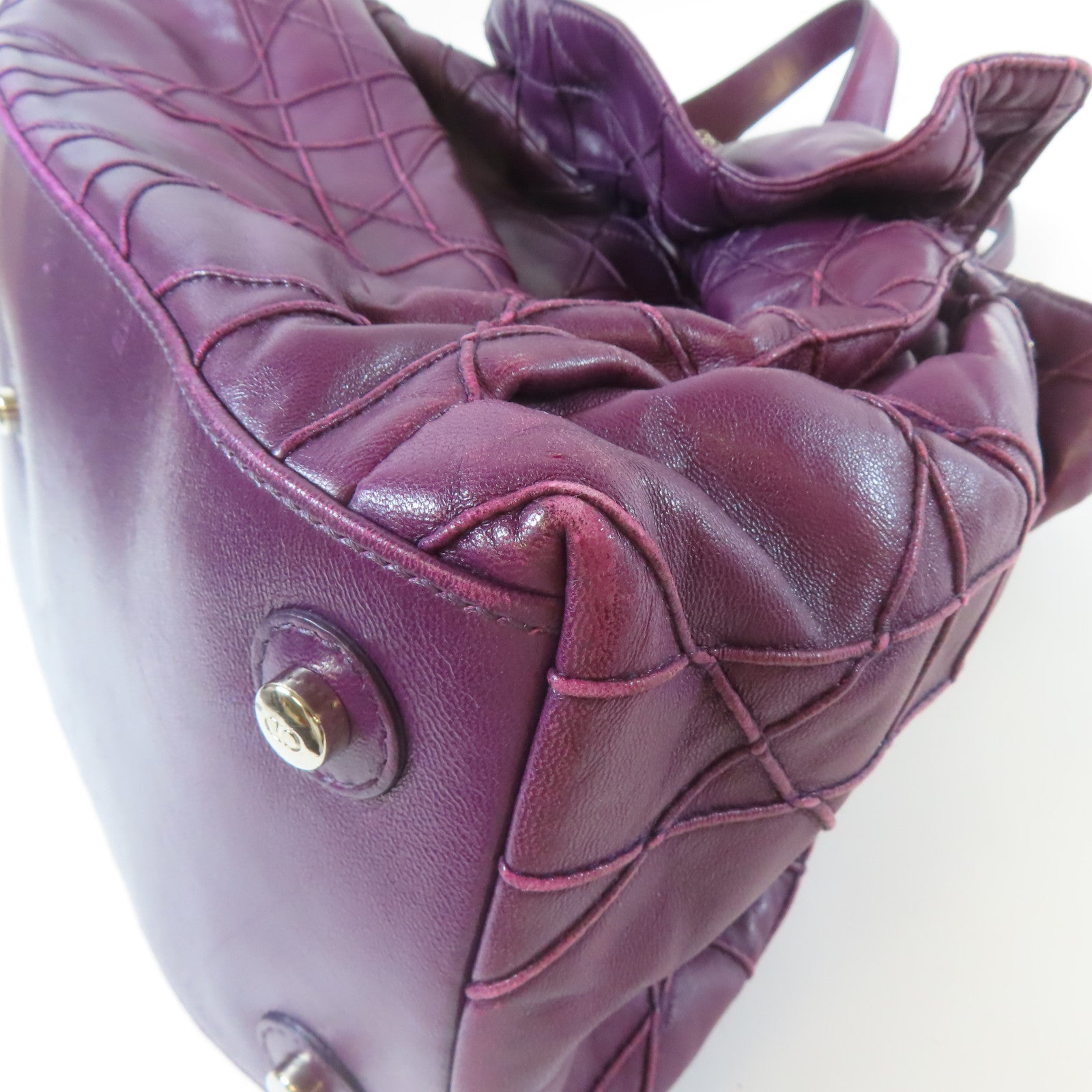 Dior 【激減優惠】牛皮皮革Shoulder Bag銀扣肩背袋紫色