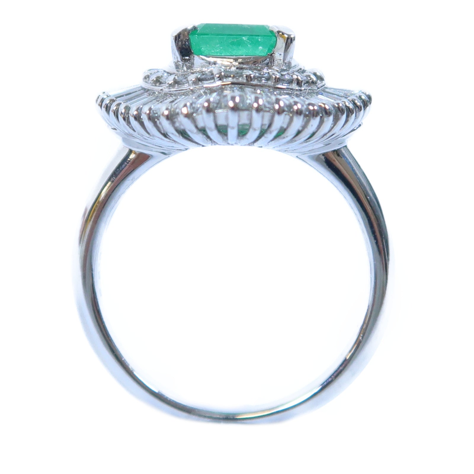JEWELRY PT900鉑金Emerald Ring 1.81ct綠寶石/0.98ct鑽石戒指US#5