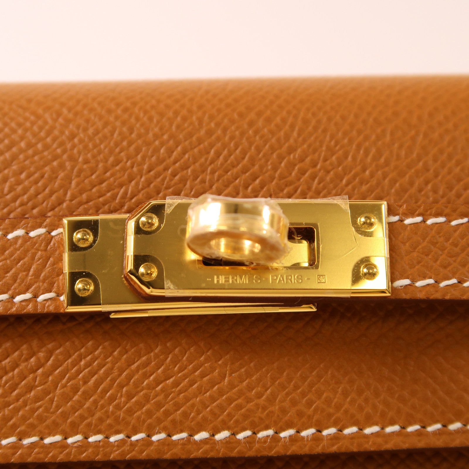 HERMES Epsom皮革Kelly 25金扣手挽肩背兩用袋Gold棕色