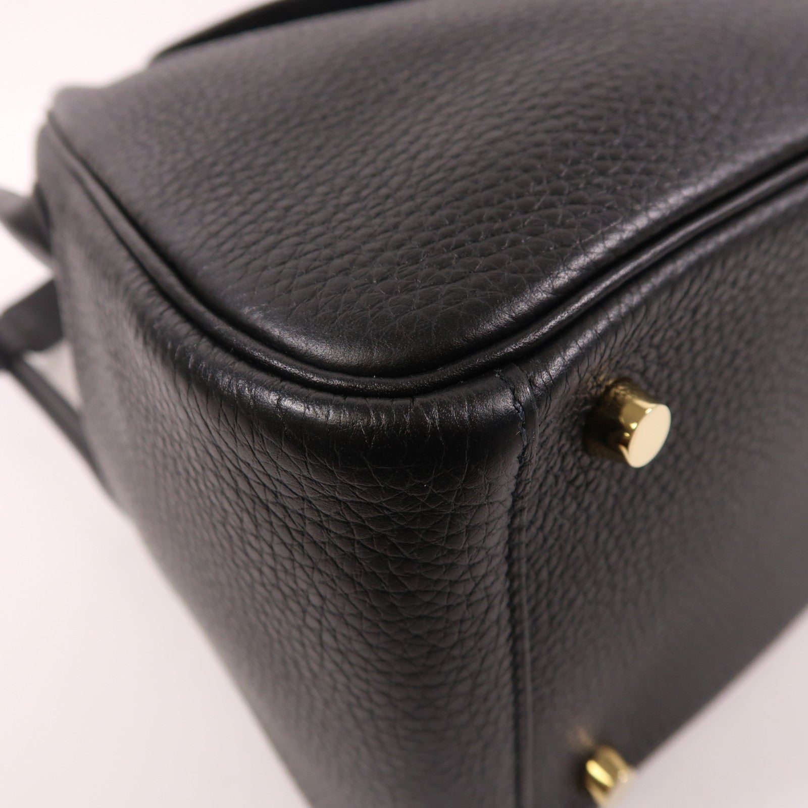 HERMES Clemence皮革Lindy 26金扣手挽肩背兩用袋黑色