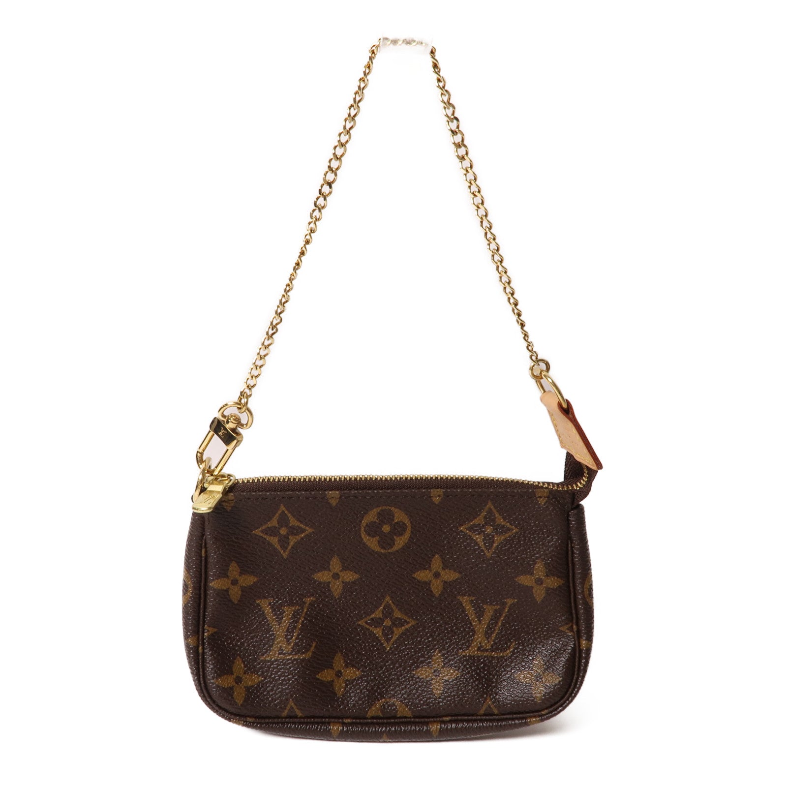LOUIS VUITTON 【激減優惠】Monogram Pochette Accessories金扣手挽袋啡色