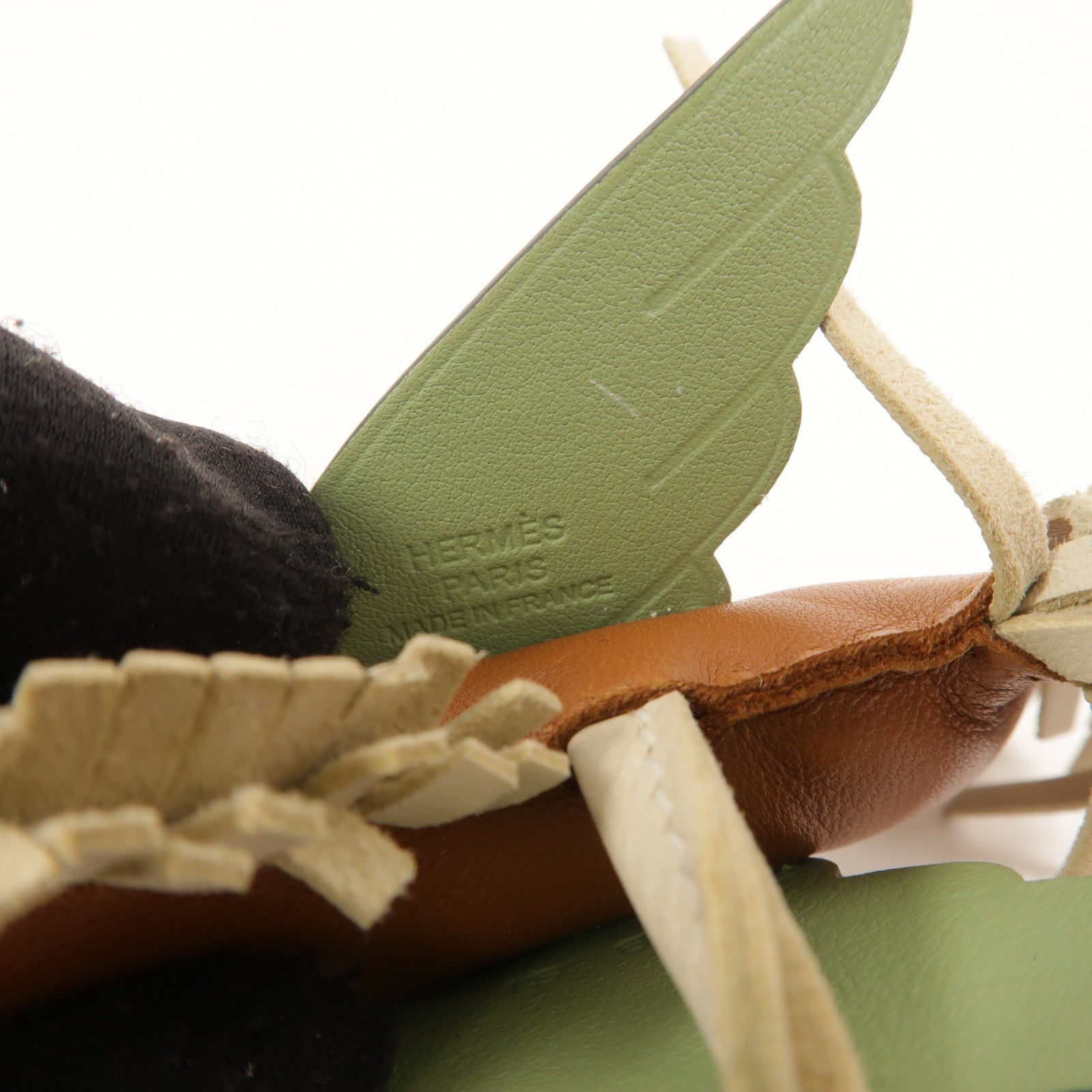 HERMES Milo/Swift皮革Rodeo Pegase PM掛飾Gold/Vert Criquet/Nata