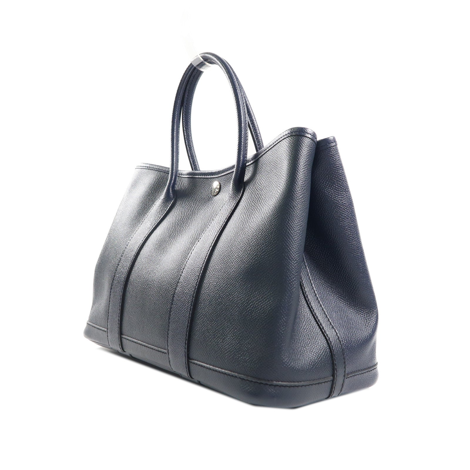 HERMES Epsom皮革Garden Party TPM銀扣手挽袋Bleu Nuit深藍色