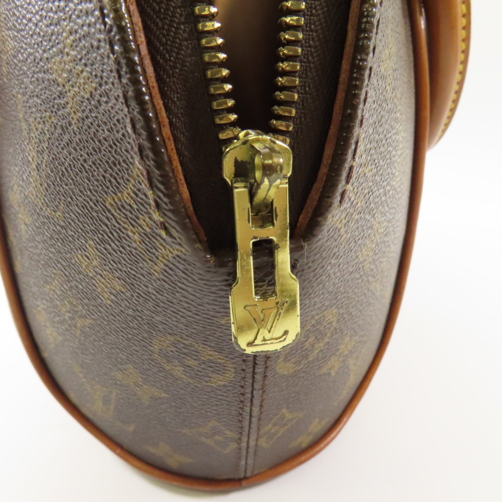 LOUIS VUITTON Monogram Ellipse PM金扣手挽袋棕色