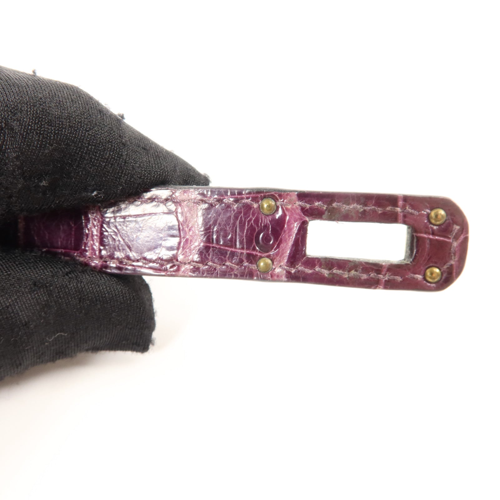 HERMES 鱷魚皮革Kelly Wallet長錢包金扣Amethyst