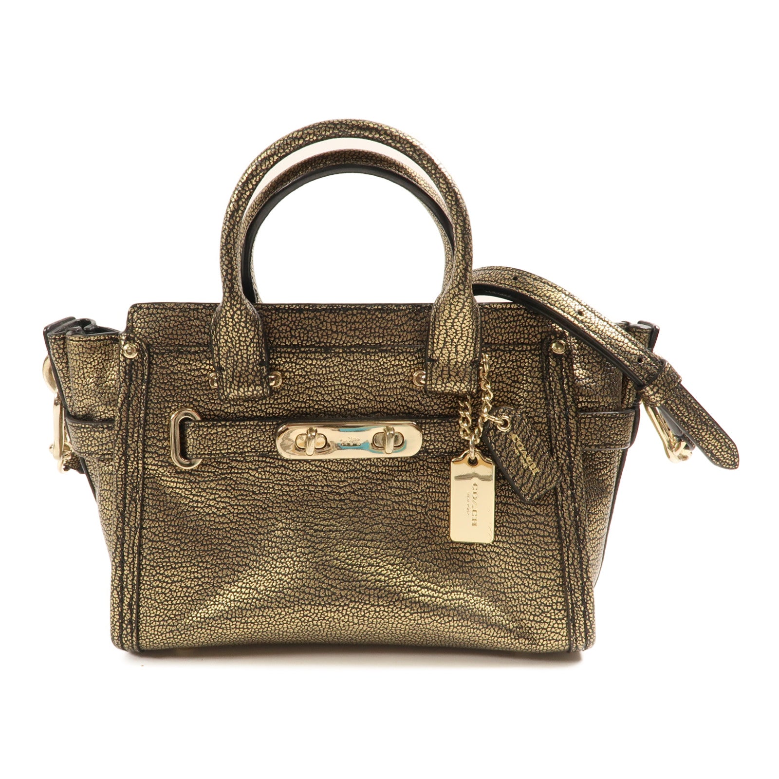 COACH 皮革2 Way Bag金扣手挽肩背兩用袋