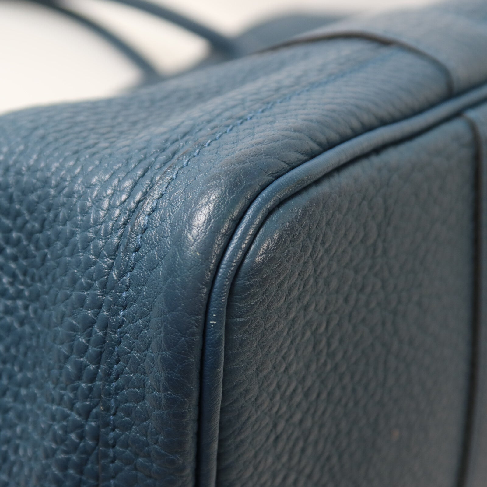 HERMES Clemence皮革Garden Party PM手挽袋Bleu Tempete