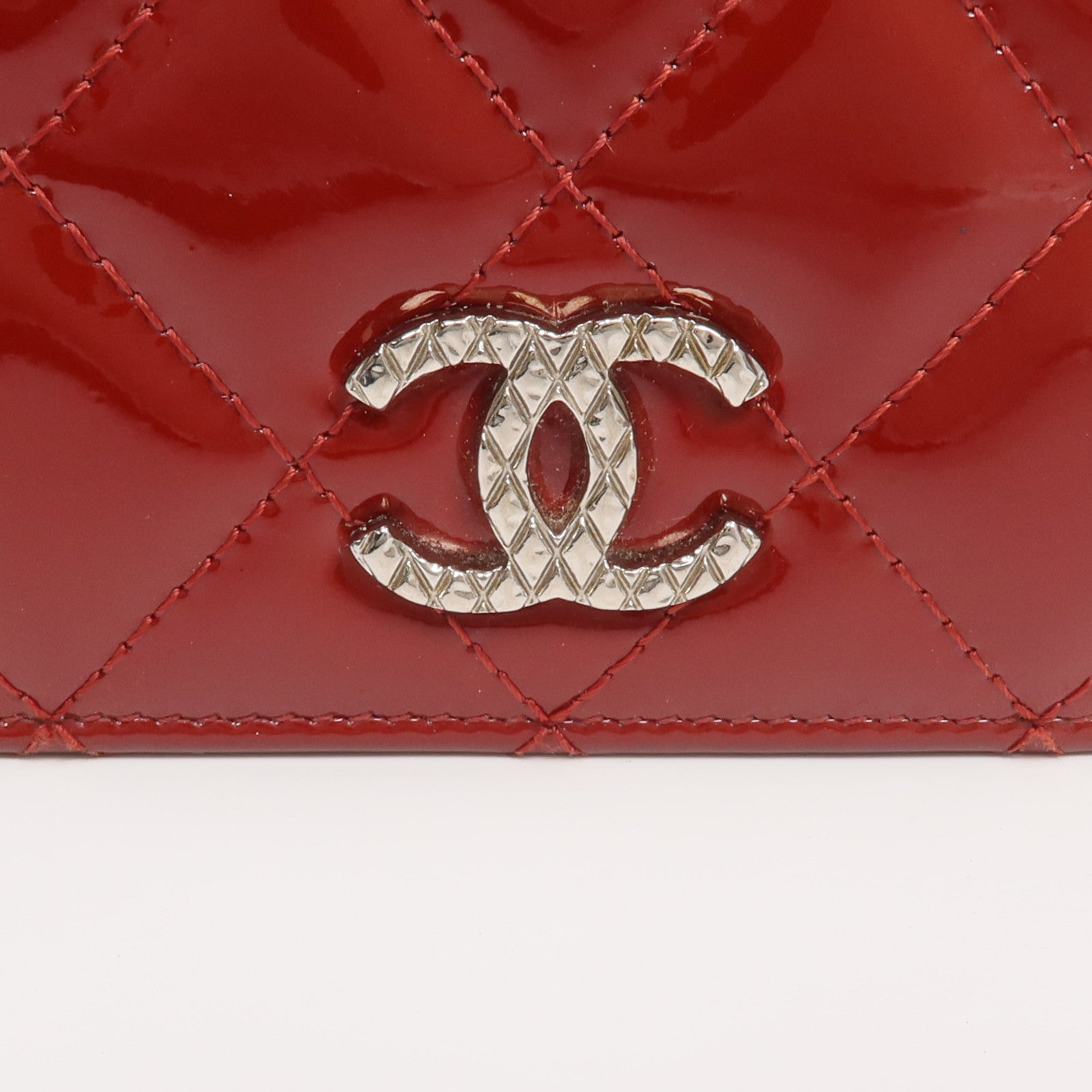 CHANEL 漆皮皮革Long Wallet銀扣長錢包