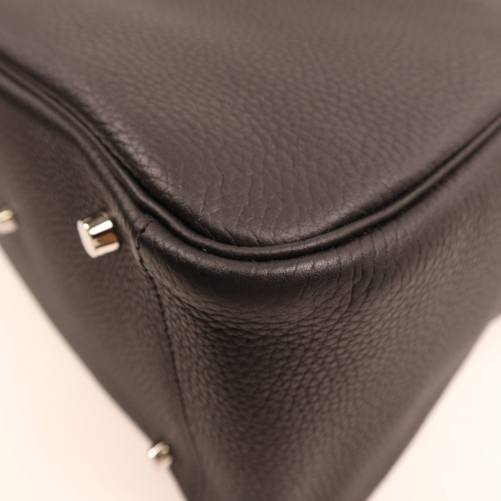 HERMES Clemence皮革Lindy 34銀扣手挽肩背兩用袋Noir