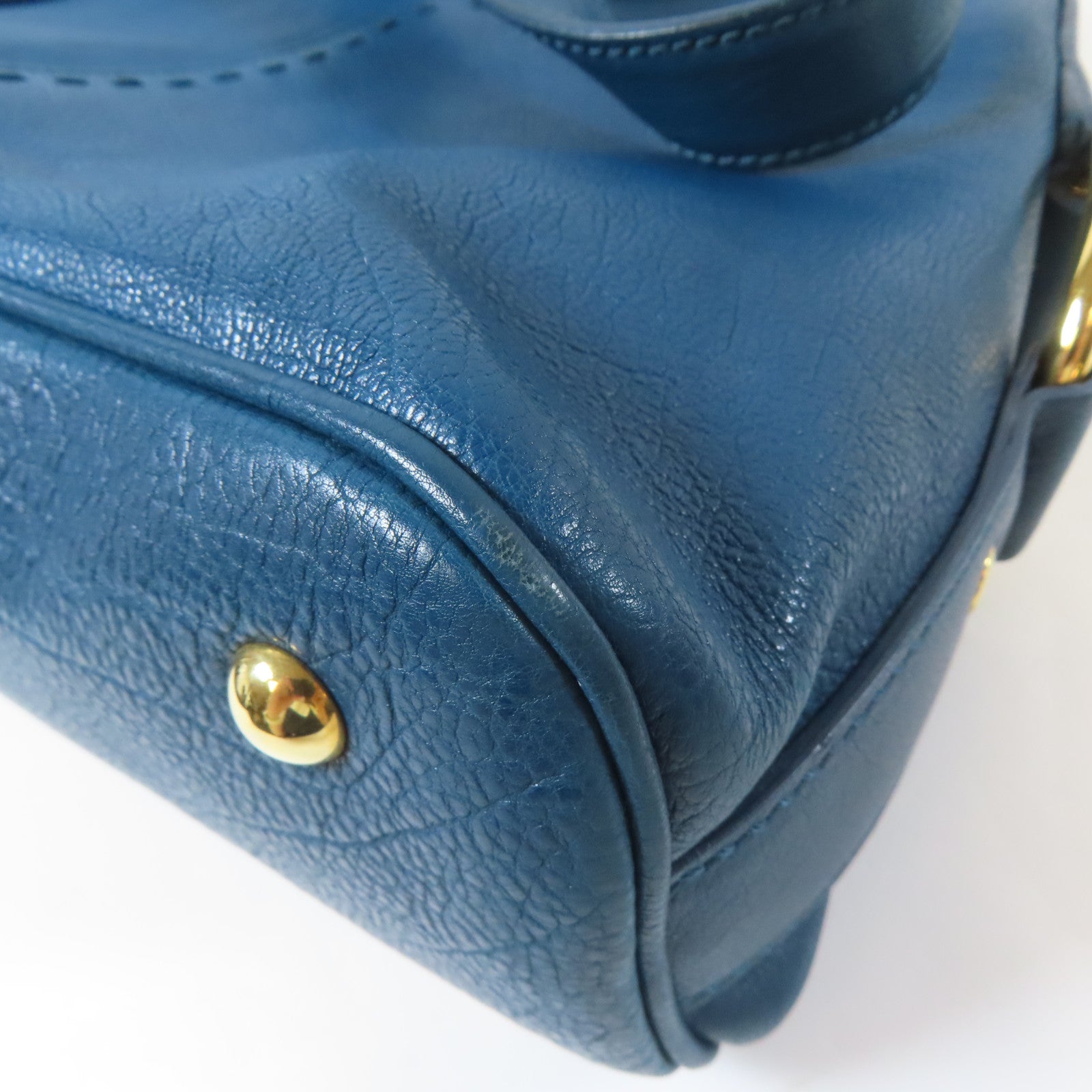 SAINT LAURENT 牛皮皮革Hand Bag金扣手挽袋藍色