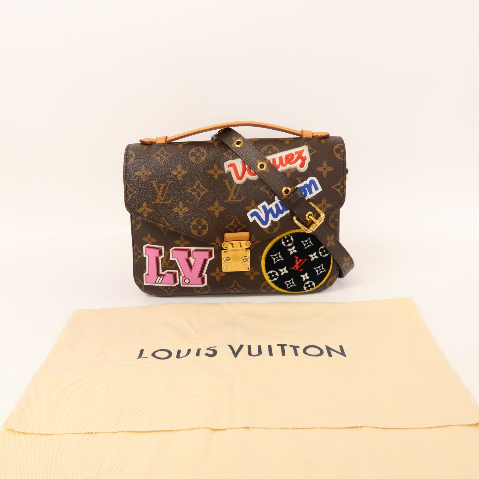 LOUIS VUITTON 【激減優惠】Monogram Pochette Metis金扣手挽肩背兩用袋啡色