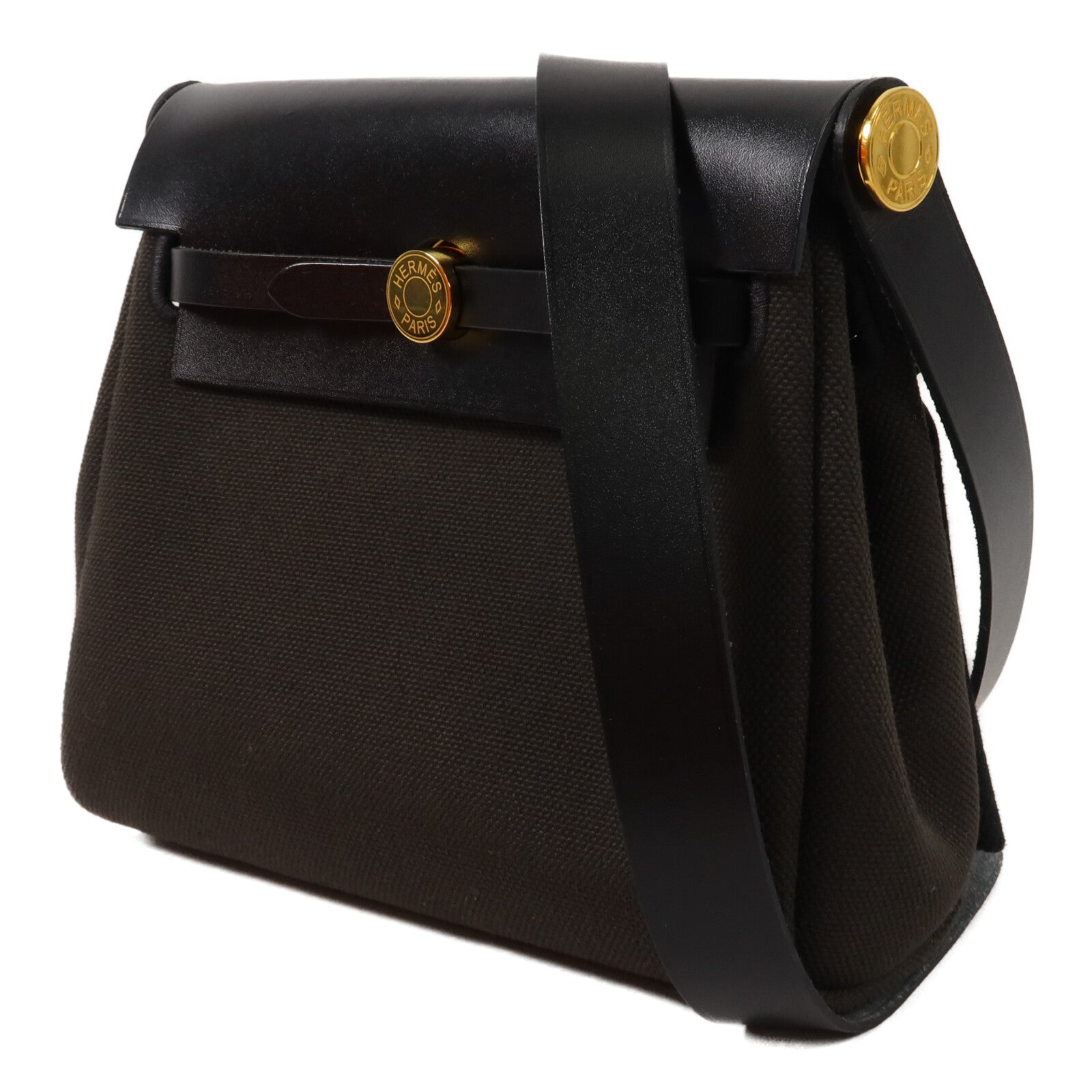 HERMES 帆布Mini Herbag肩背袋Bronze