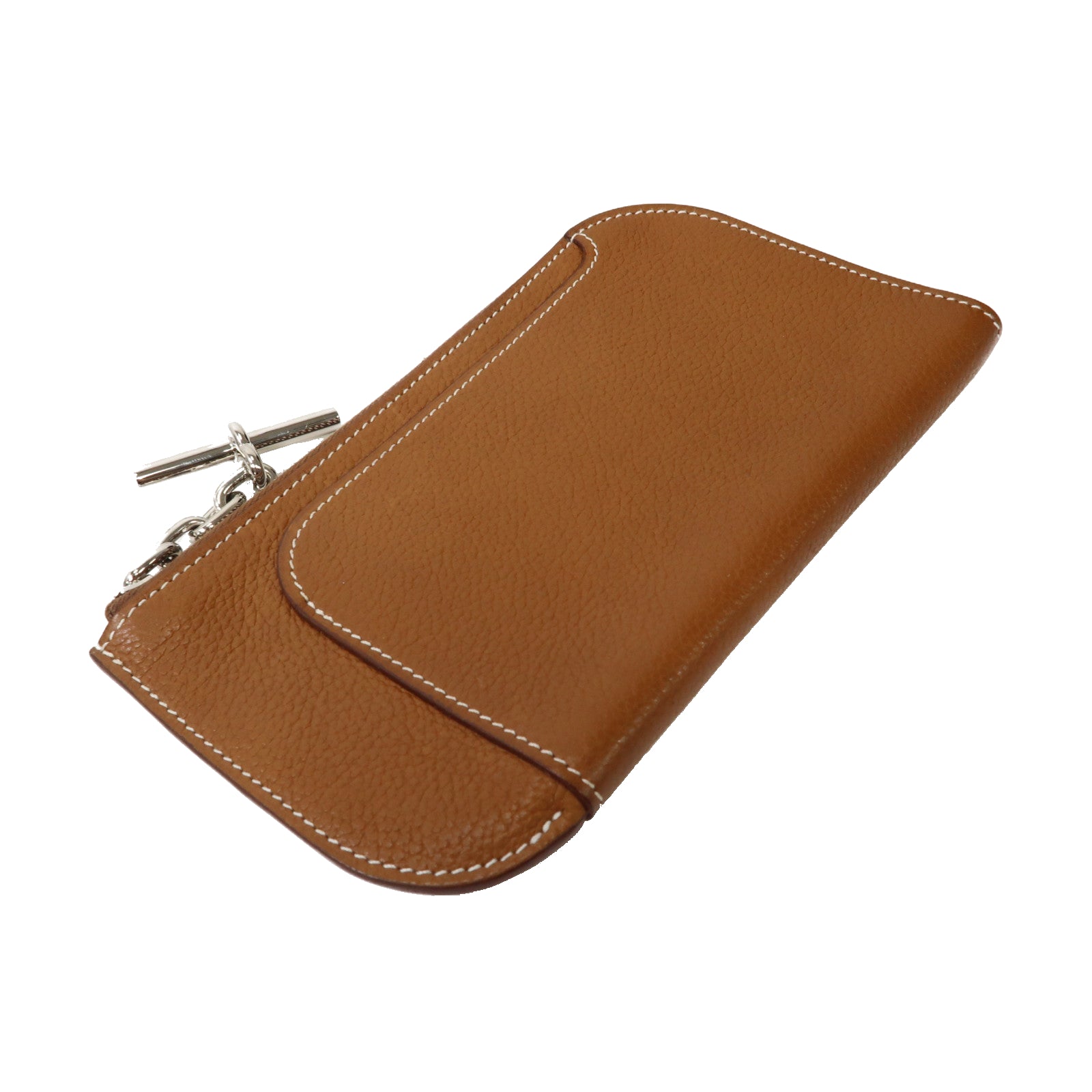 HERMES Evercolor皮革Strap GM Phone Case銀扣手機套經典駝色