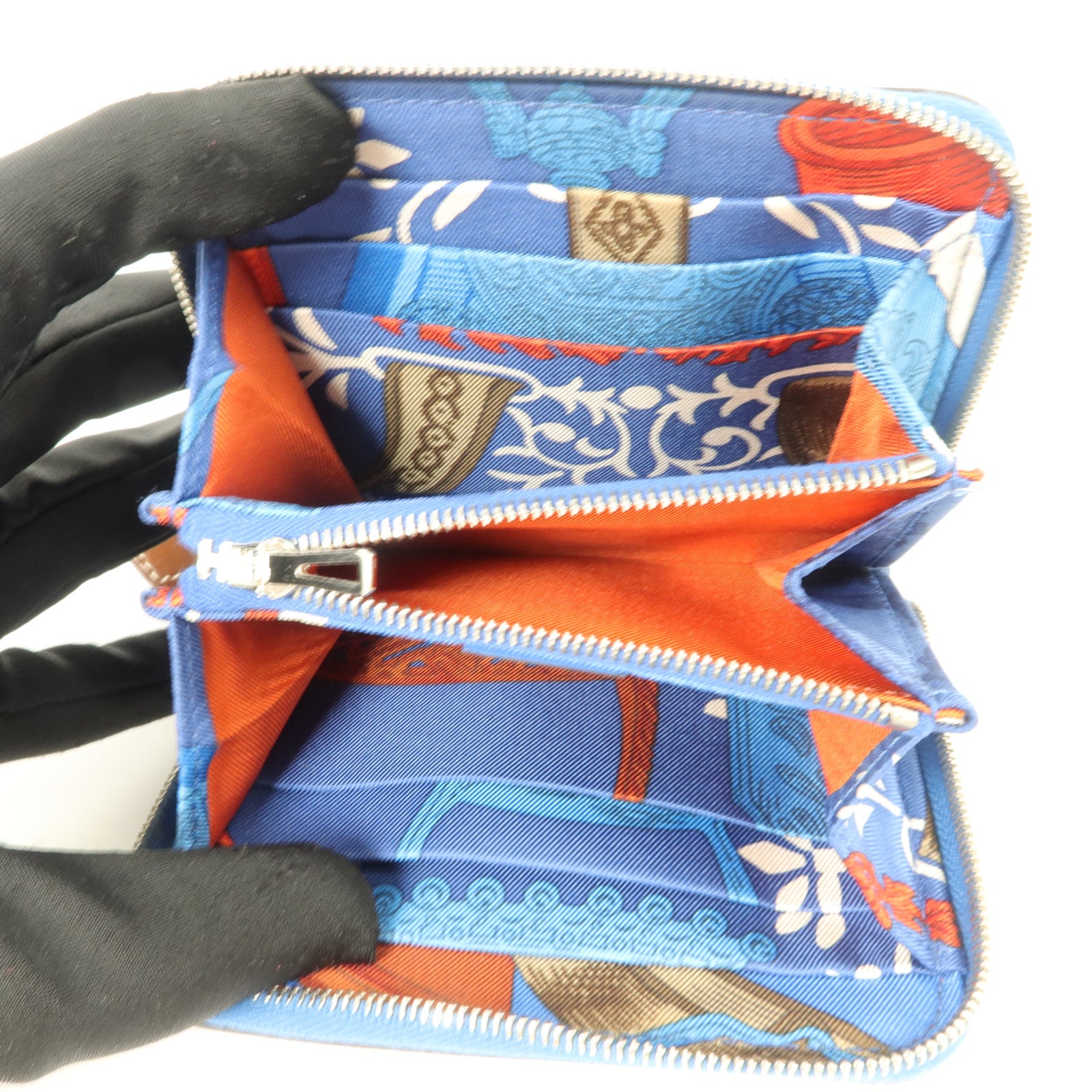 HERMES Epsom皮革Silk in Compact錢包Cobalt