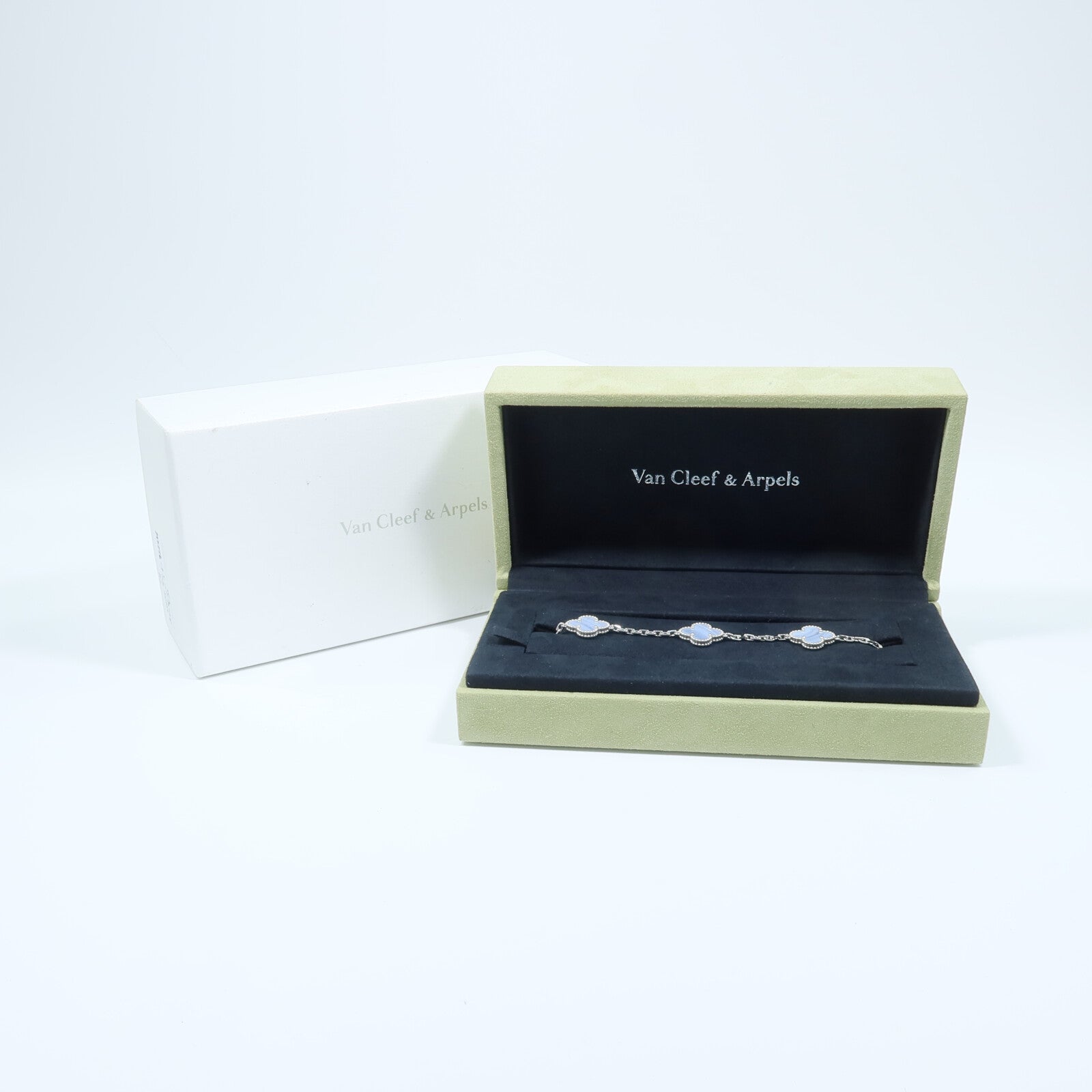 Van Cleef & Arpels 18K白金Vintage Alhambra Bracelet玉髓手鏈