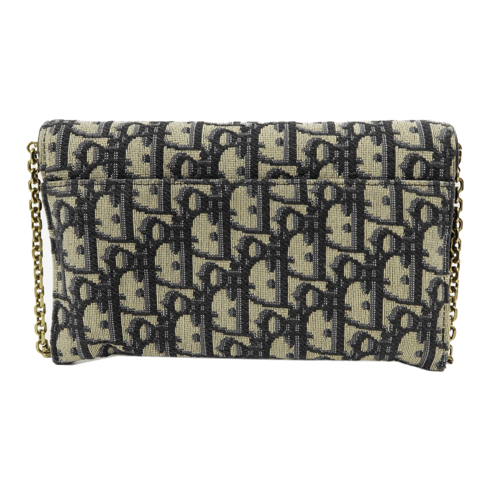 Dior Oblique帆布Saddle Wallet On Chain金扣鏈帶肩背袋藍色