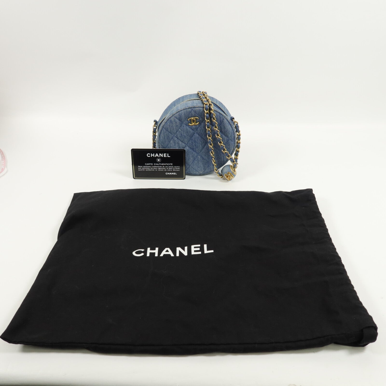 CHANEL 牛仔布Chain Shoulder鏈帶肩背袋