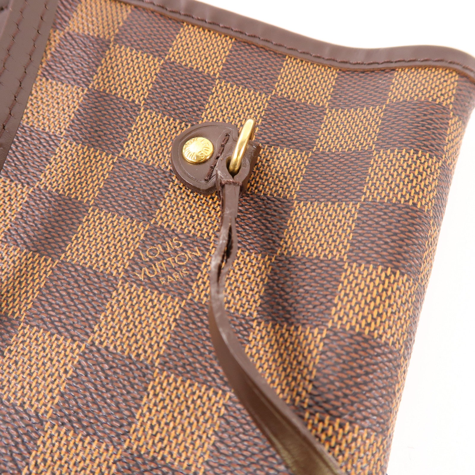 LOUIS VUITTON Damier Neverfull MM金扣手挽袋