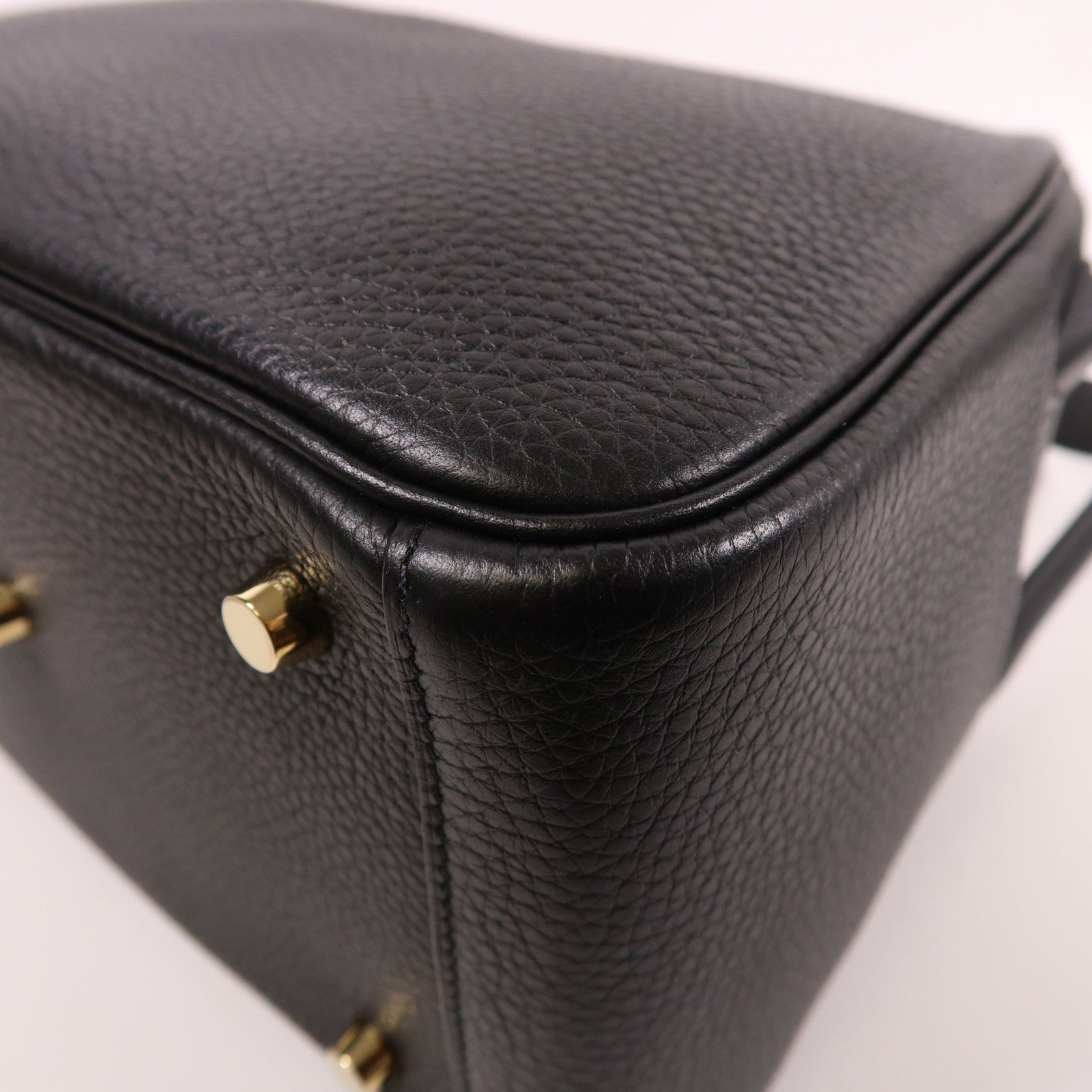 HERMES Clemence皮革Lindy 26金扣手挽肩背兩用袋黑色