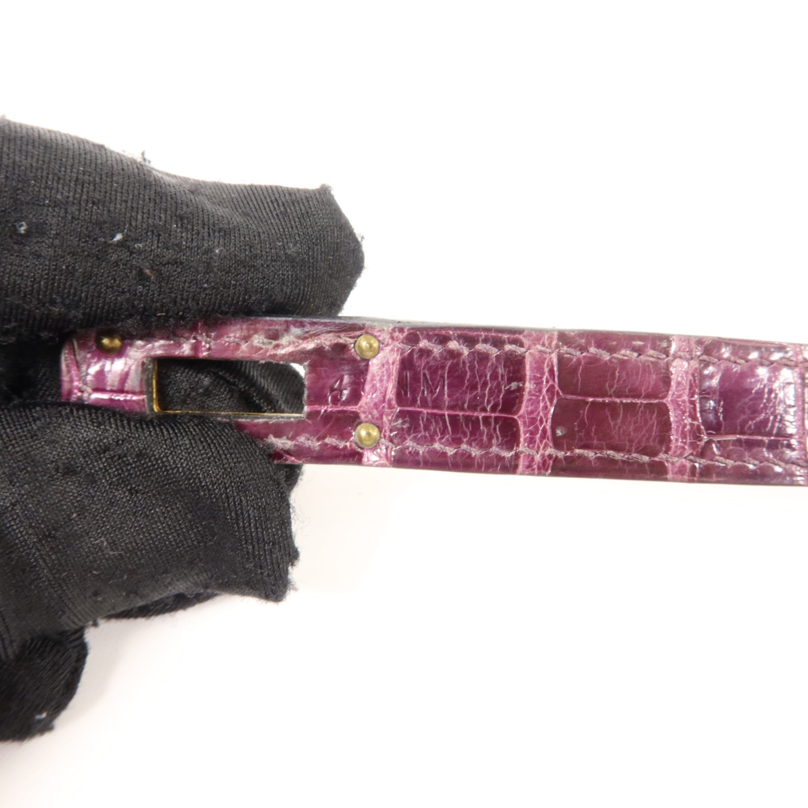 HERMES 鱷魚皮革Kelly Wallet長錢包金扣Amethyst