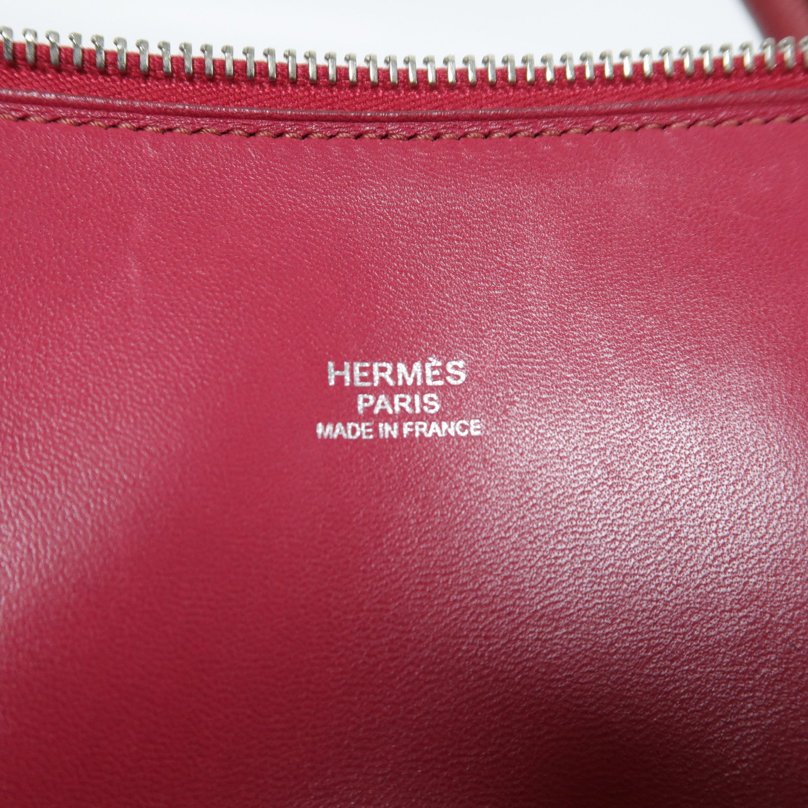 HERMES Clemence皮革Bolide 31銀扣手挽袋Rubis