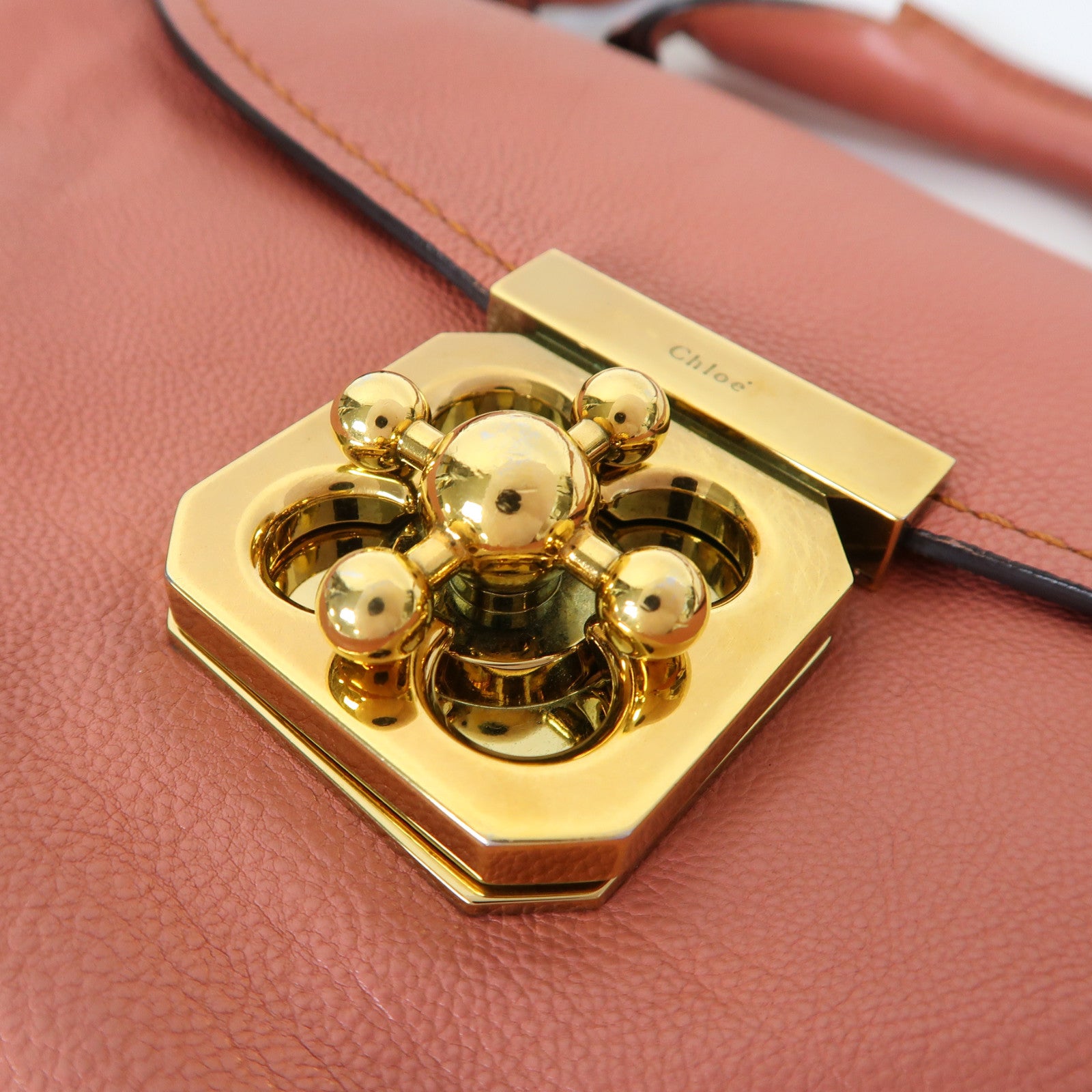 Chloe 牛皮皮革Elsie金扣手挽肩背兩用袋粉紅色