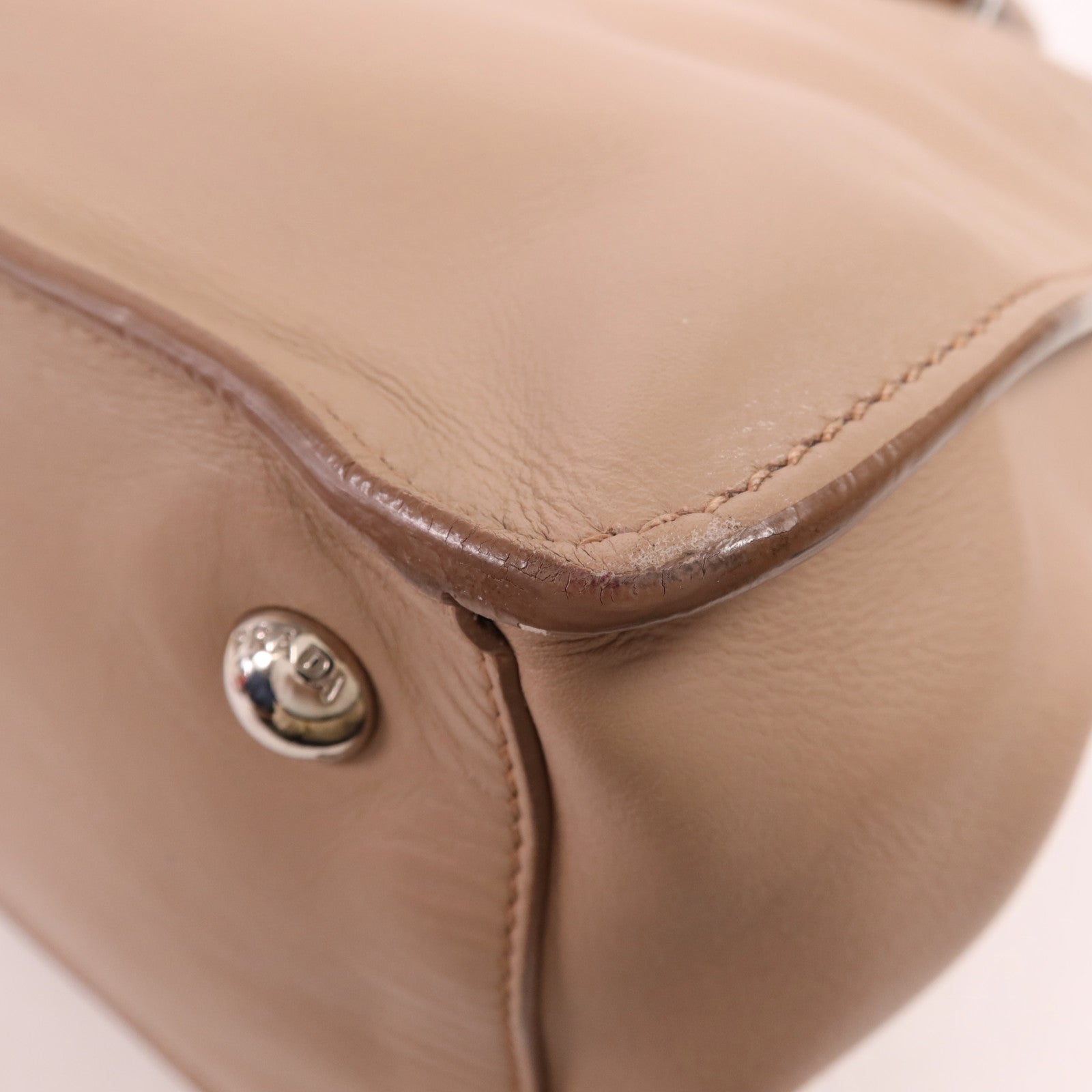 PRADA 牛皮皮革2 Way Shoulder銀扣手挽肩背兩用袋