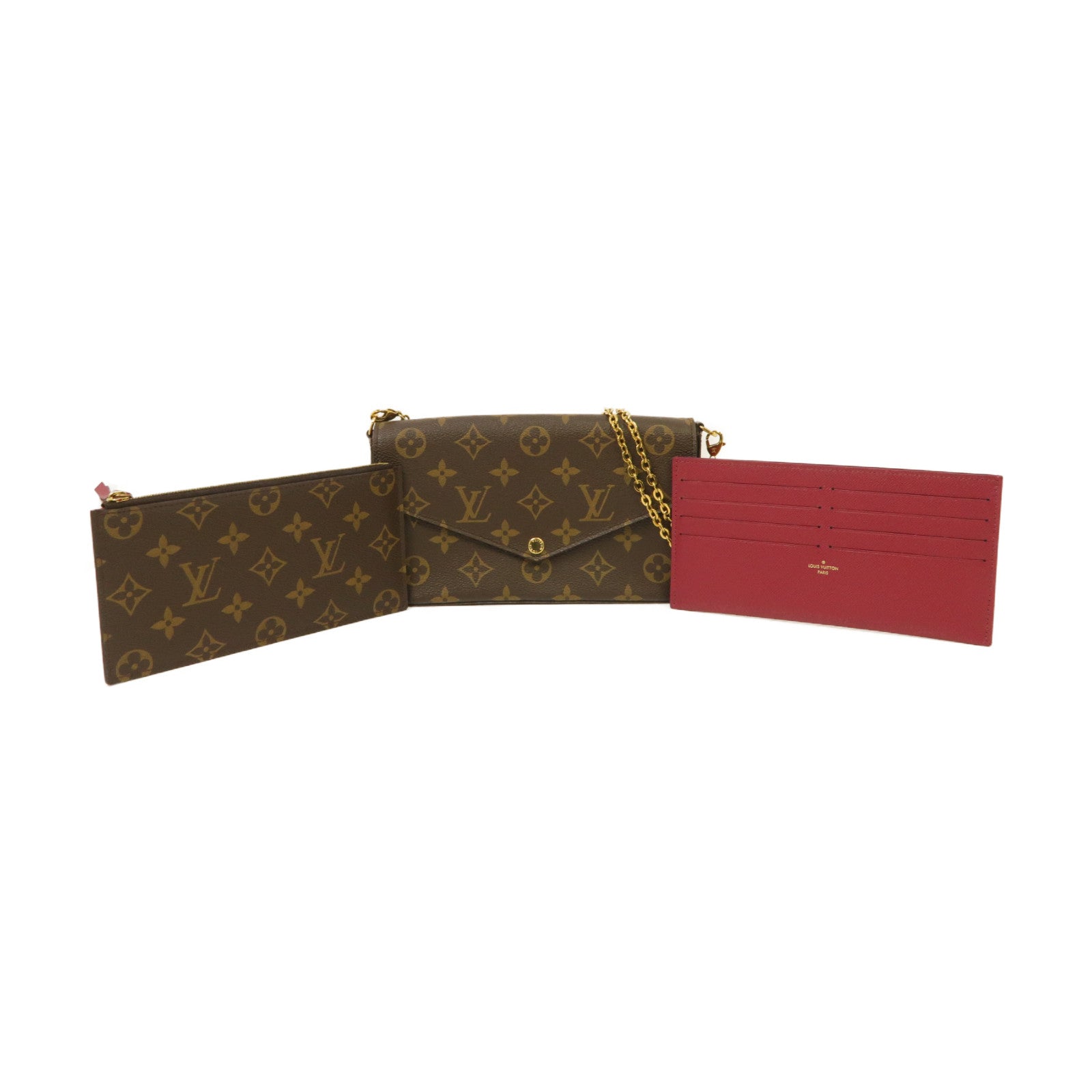 LOUIS VUITTON Monogram Pochette Felice金扣鏈帶肩背袋啡色