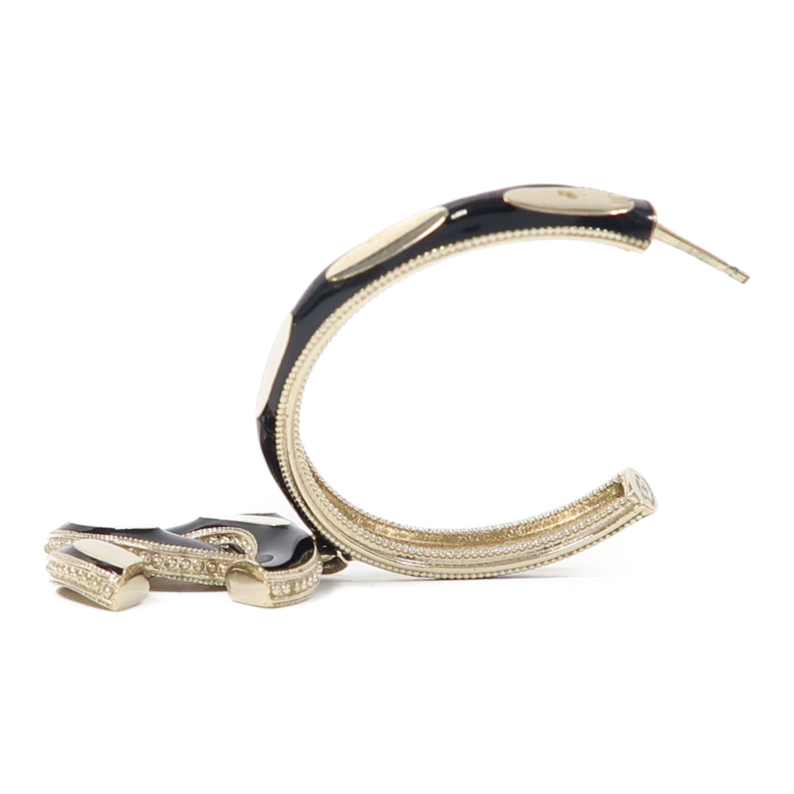 CHANEL 金屬CC Earrings耳環金色/黑色