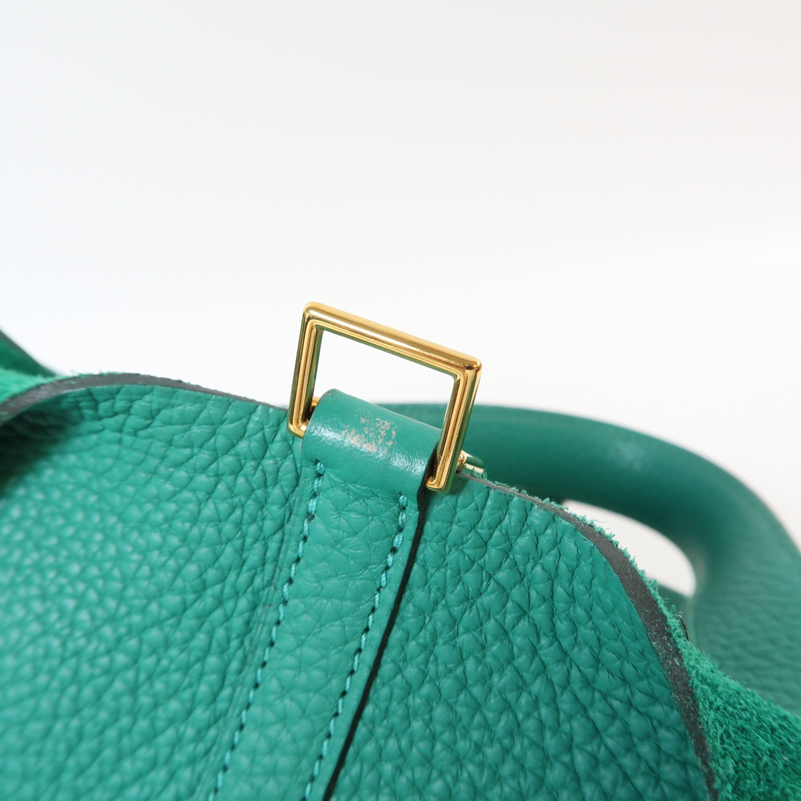 HERMES Clemence皮革Picotin PM金扣手挽袋Vert Vertigo/綠色