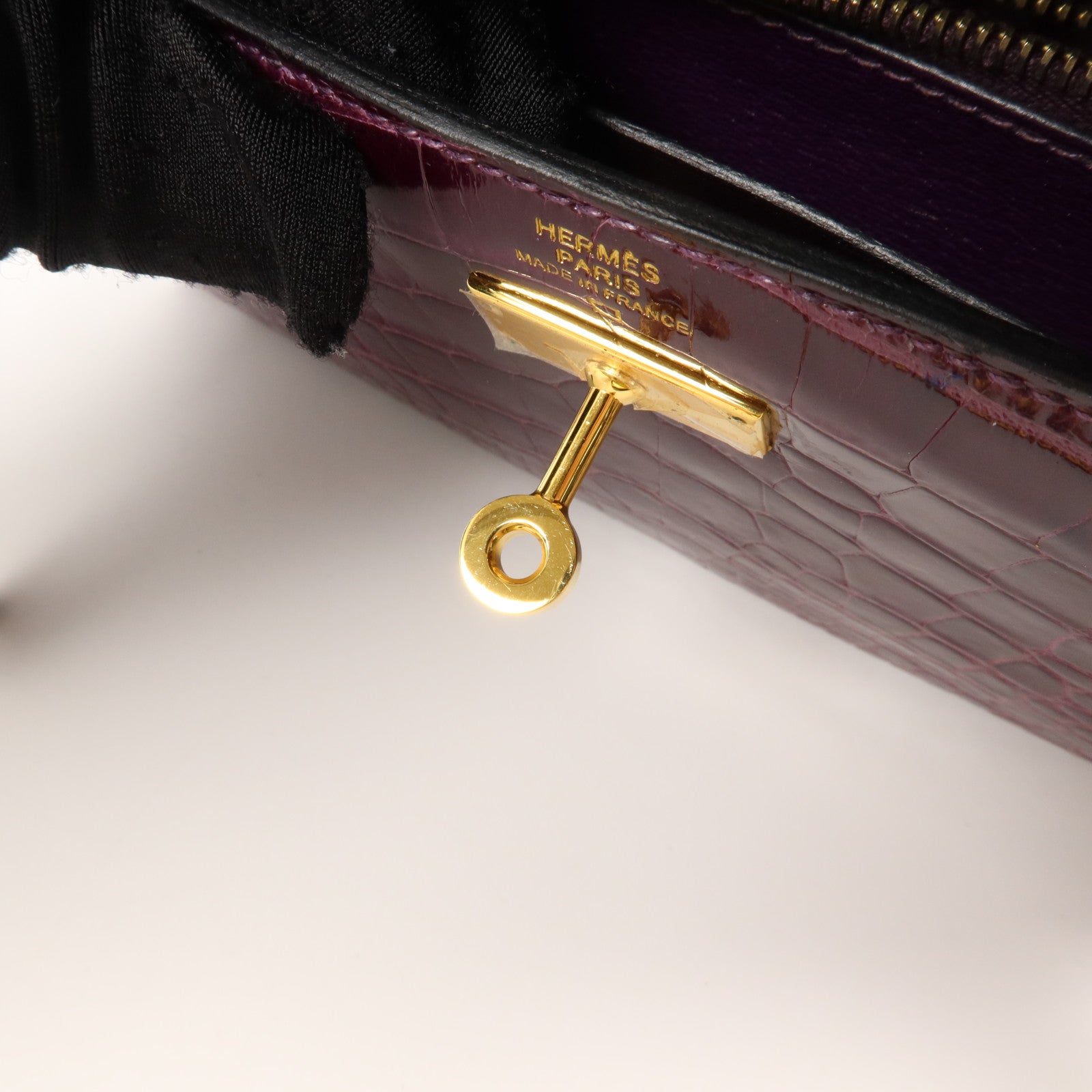 HERMES 鱷魚皮革Kelly Wallet長錢包金扣Amethyst