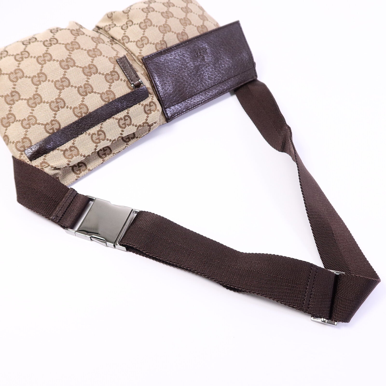 GUCCI 帆布Waist Bag銀扣腰包