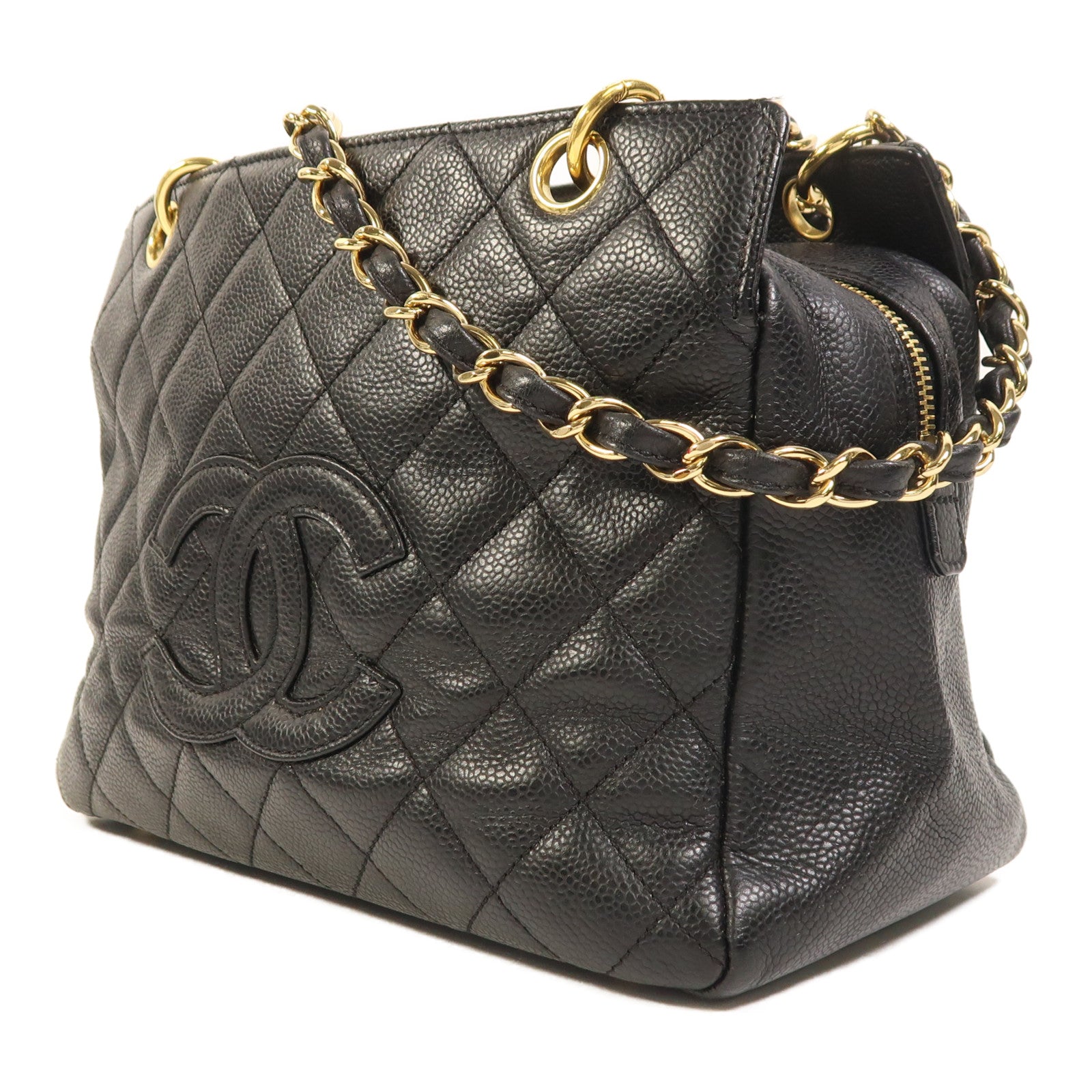 CHANEL 牛皮皮革Petite Timeless Tote金扣鏈帶肩背袋