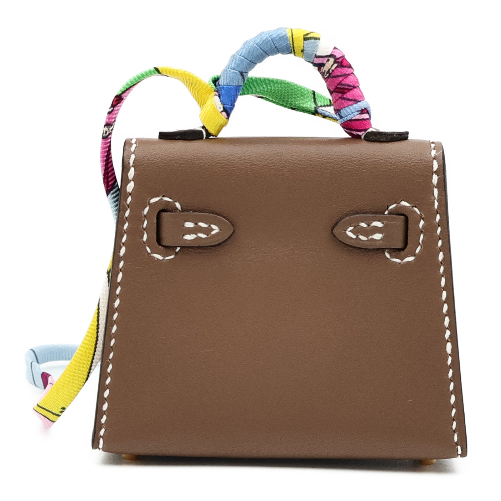 HERMES Tadelakt皮革Kelly Twilly Bag Charm金扣掛飾Etoupe