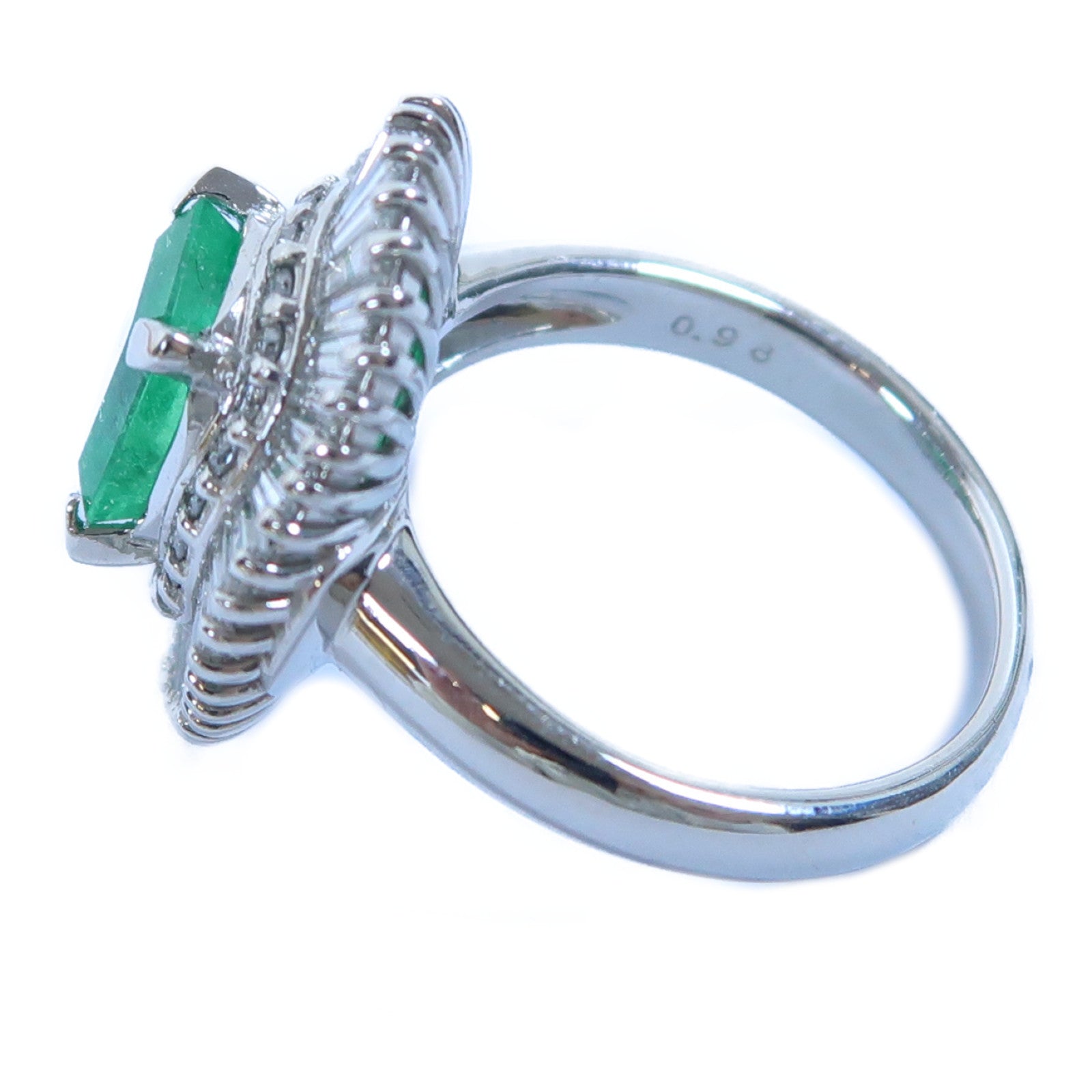 JEWELRY PT900鉑金Emerald Ring 1.81ct綠寶石/0.98ct鑽石戒指US#5