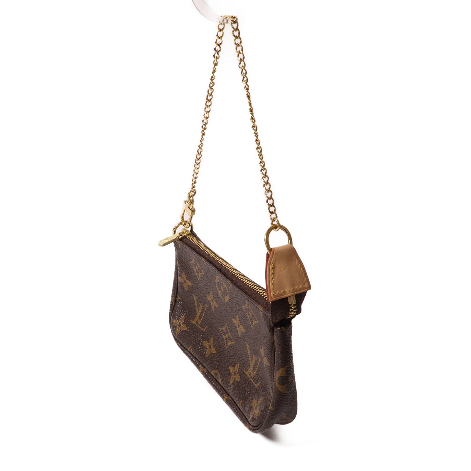 LOUIS VUITTON 【激減優惠】Monogram Pochette Accessories金扣手挽袋啡色