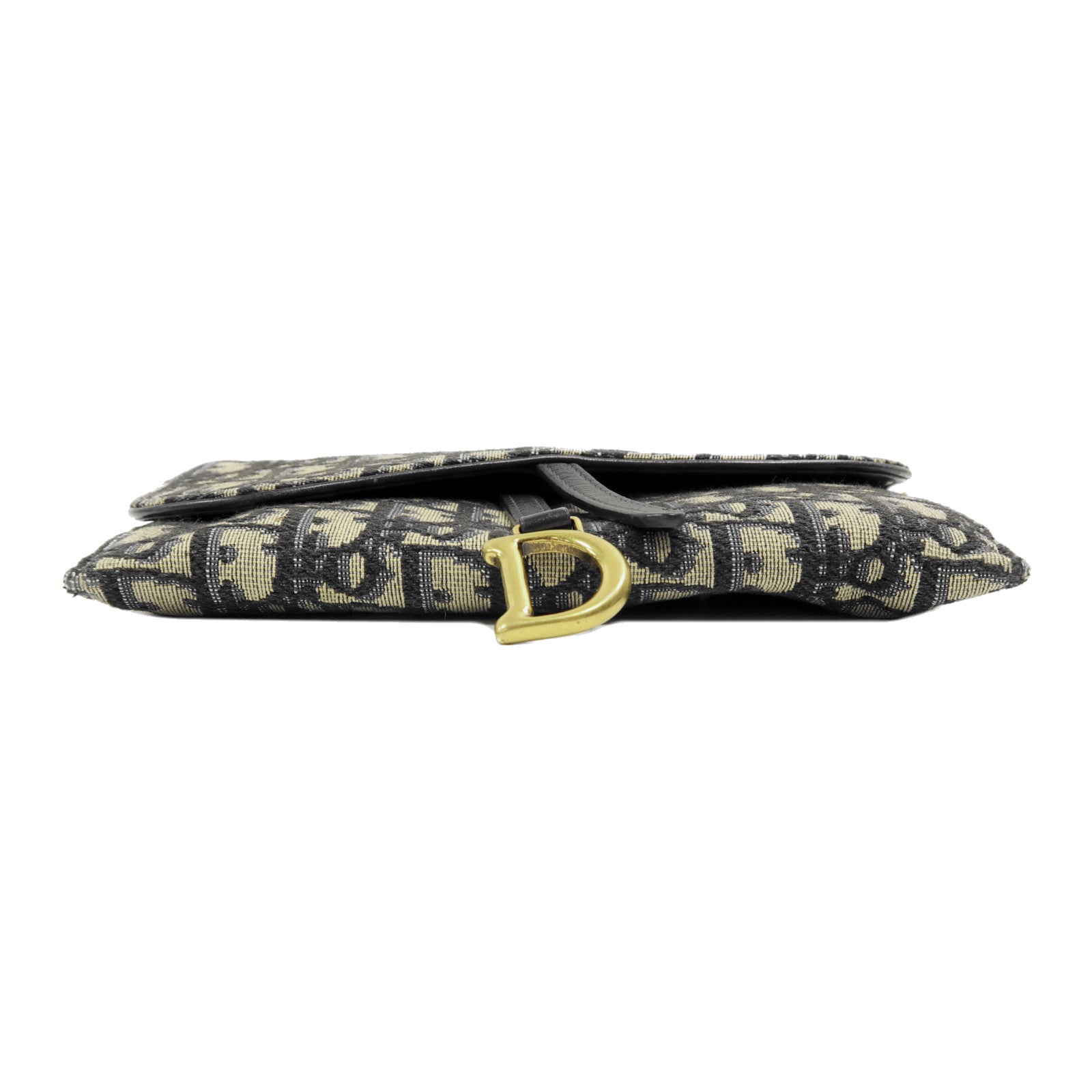 Dior Oblique帆布Saddle Wallet On Chain金扣鏈帶肩背袋藍色