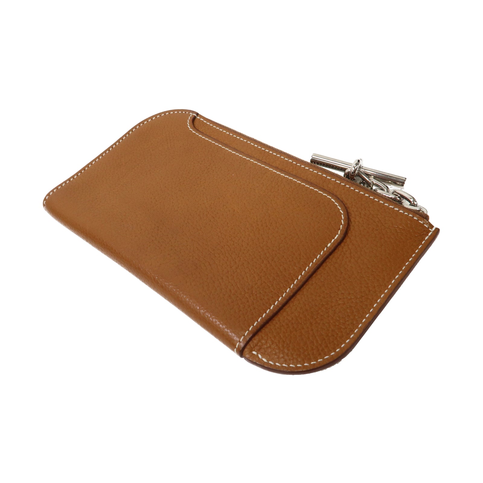 HERMES Evercolor皮革Strap GM Phone Case銀扣手機套經典駝色