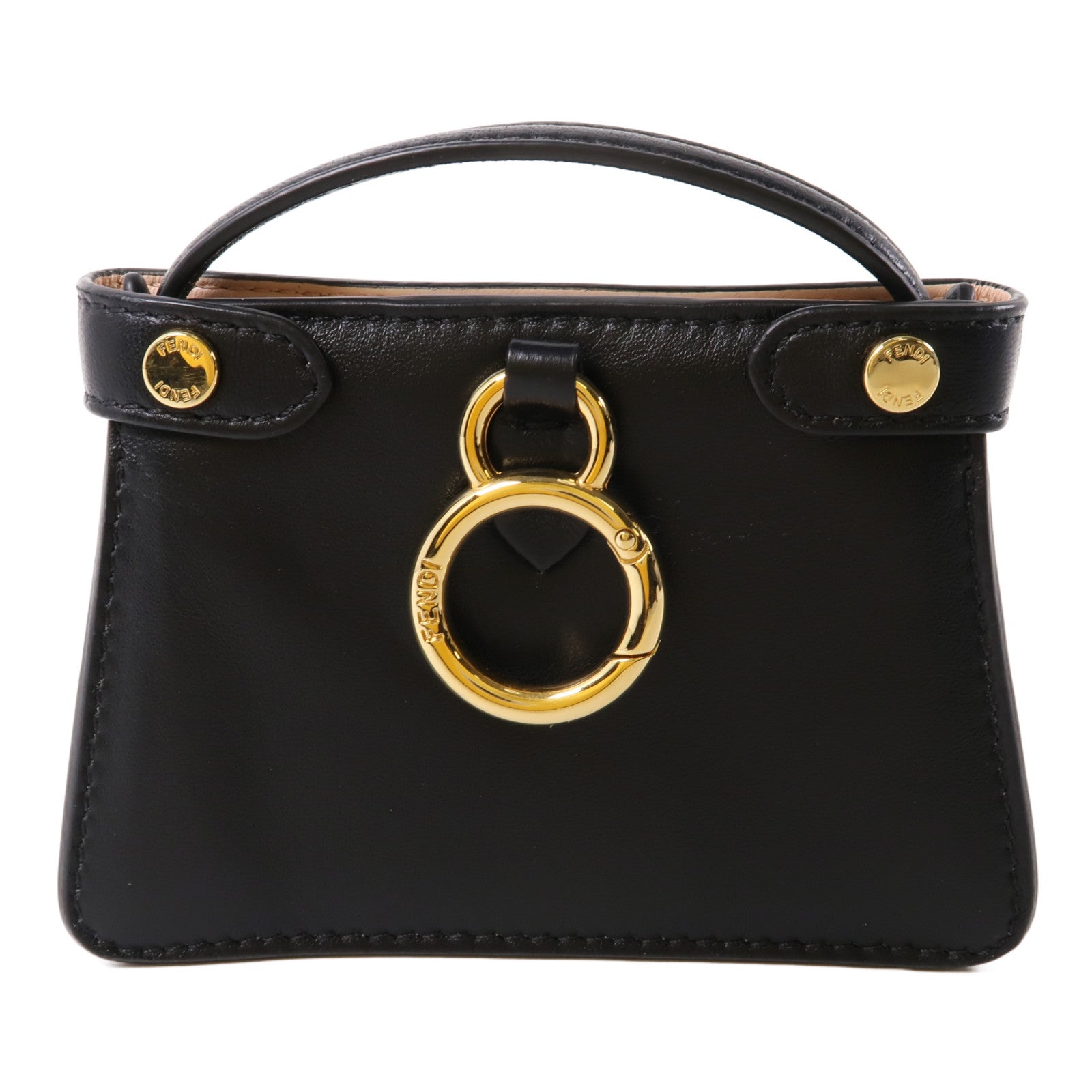 FENDI 皮革Peekaboo Bag Charm金扣掛飾黑色